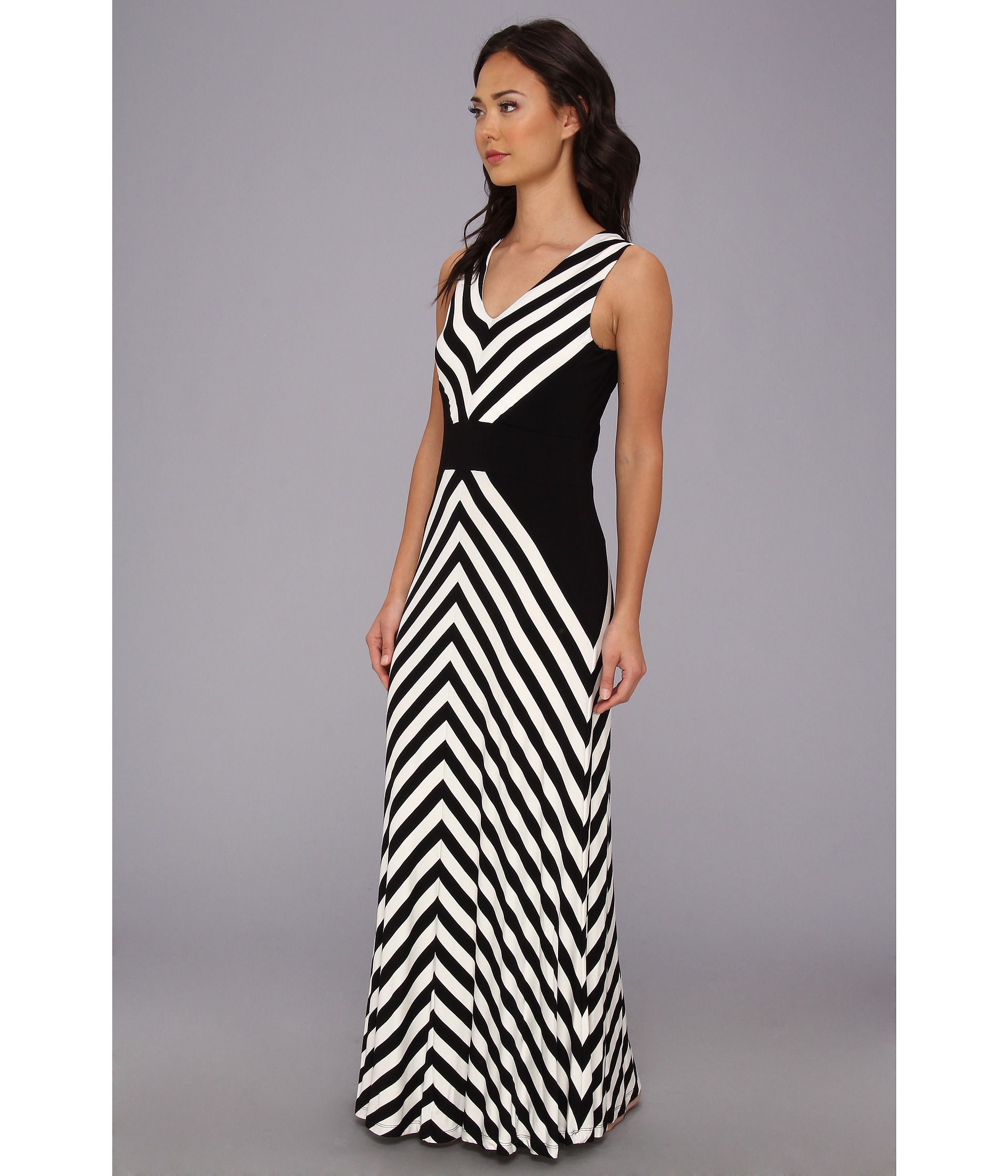 Calvin Klein Mitered Striped Maxi Dress