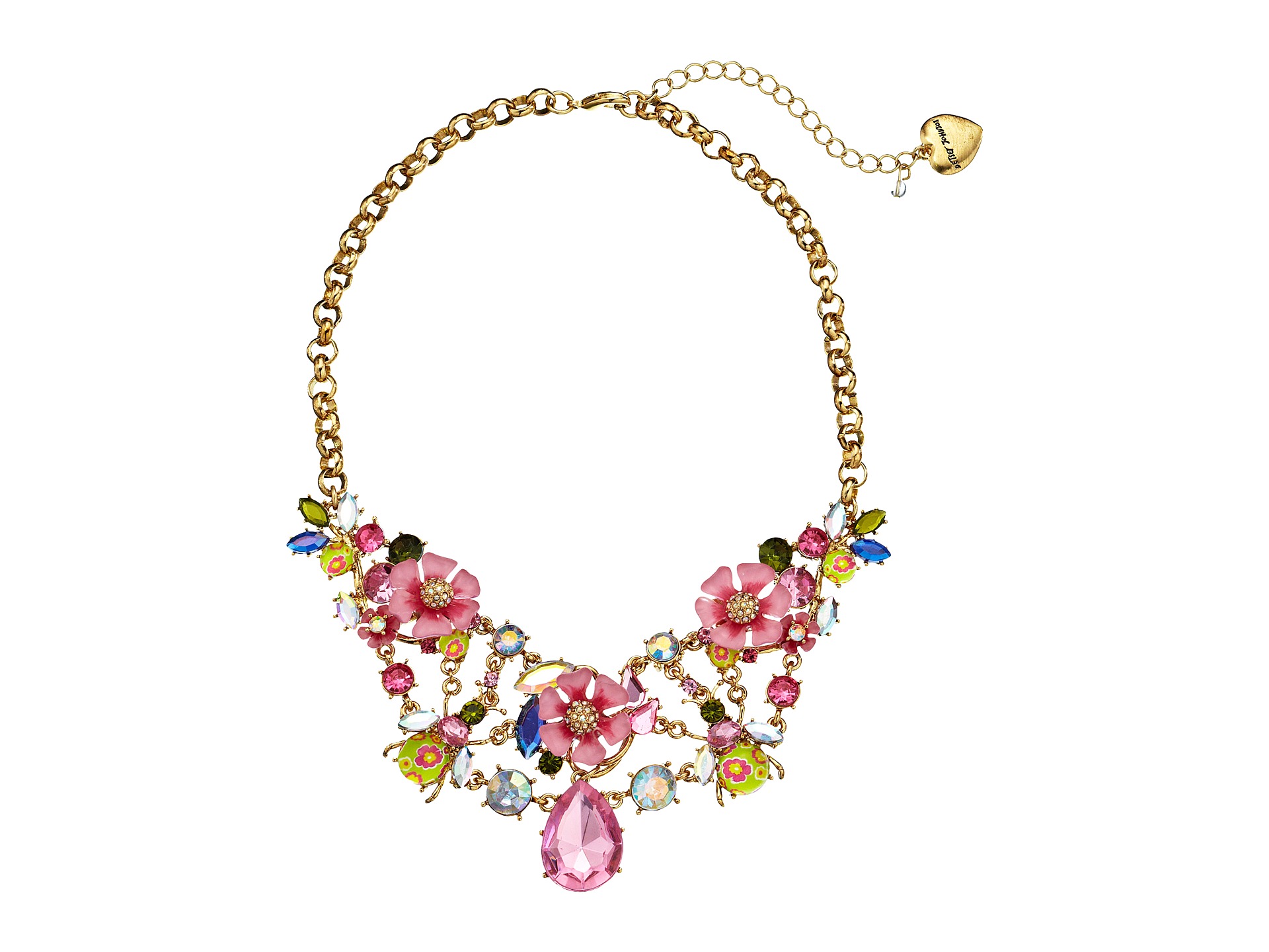 Betsey Johnson Spring Glam Pink Flower Frontal Necklace | Shipped Free ...