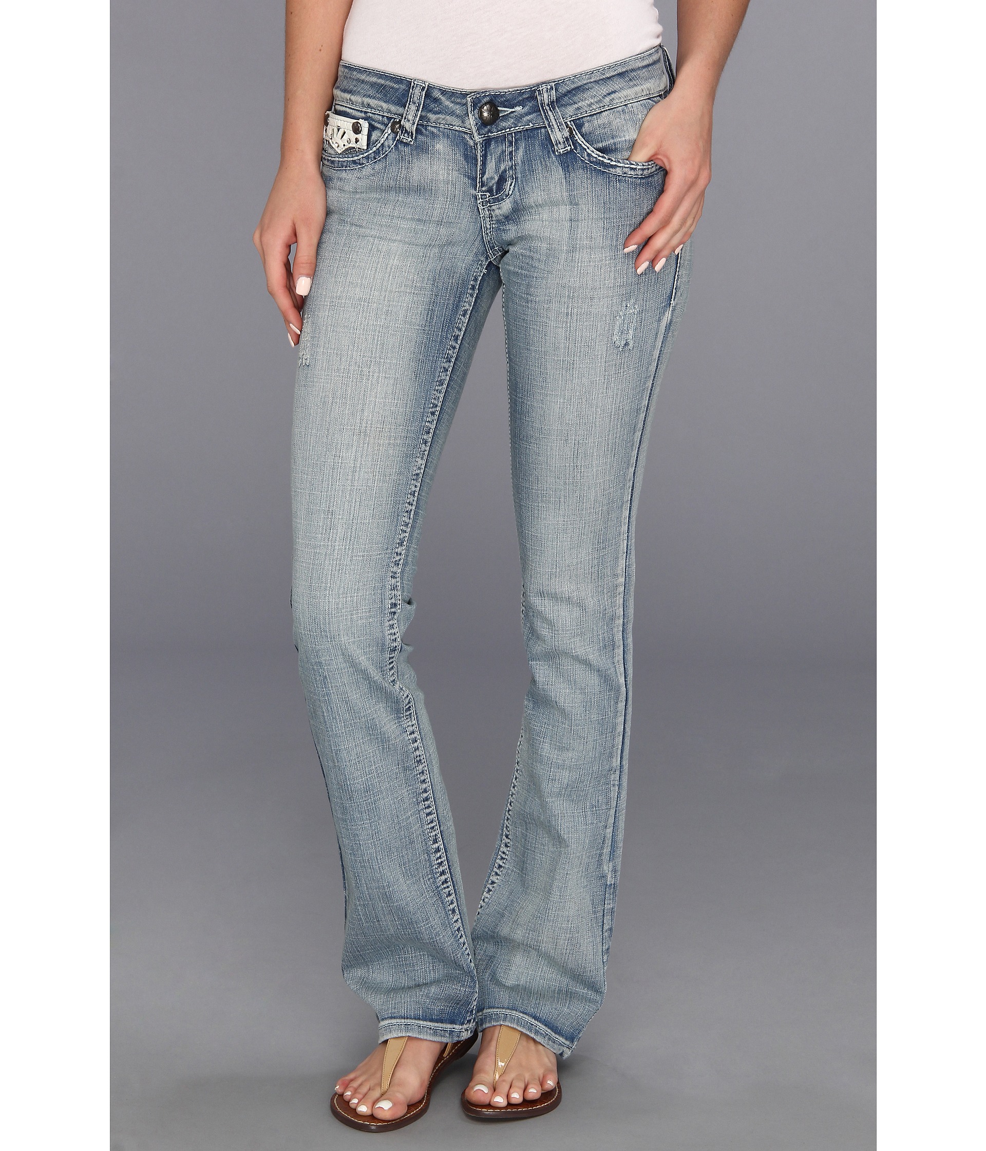antique rivet crystal - juniors bootleg jean in eveyn wash