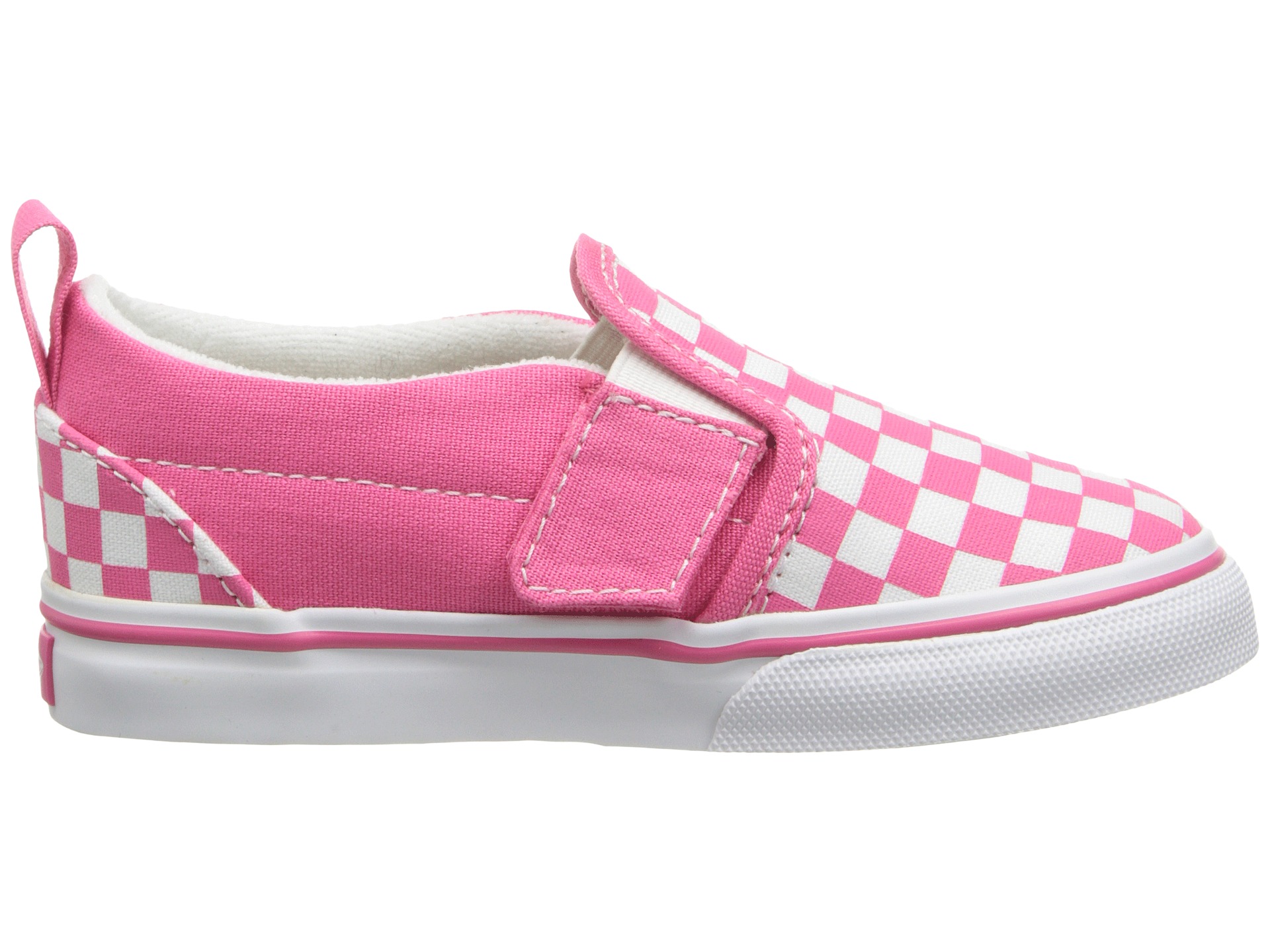 Vans Kids Slip-On V (Toddler) (Checkerboard) Hot Pink/True White ...