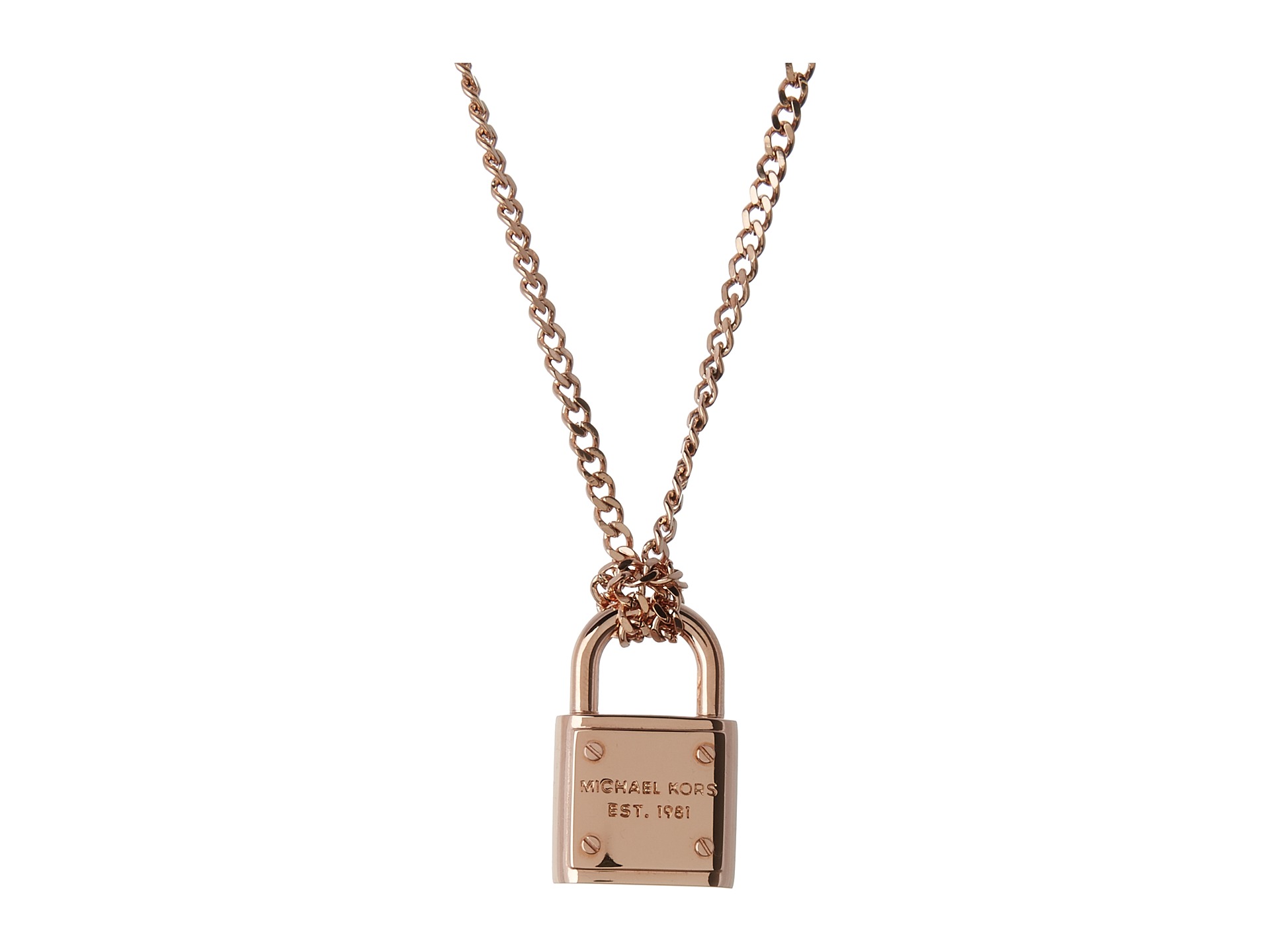 Michael Kors Collection Padlock Necklace Rose Gold