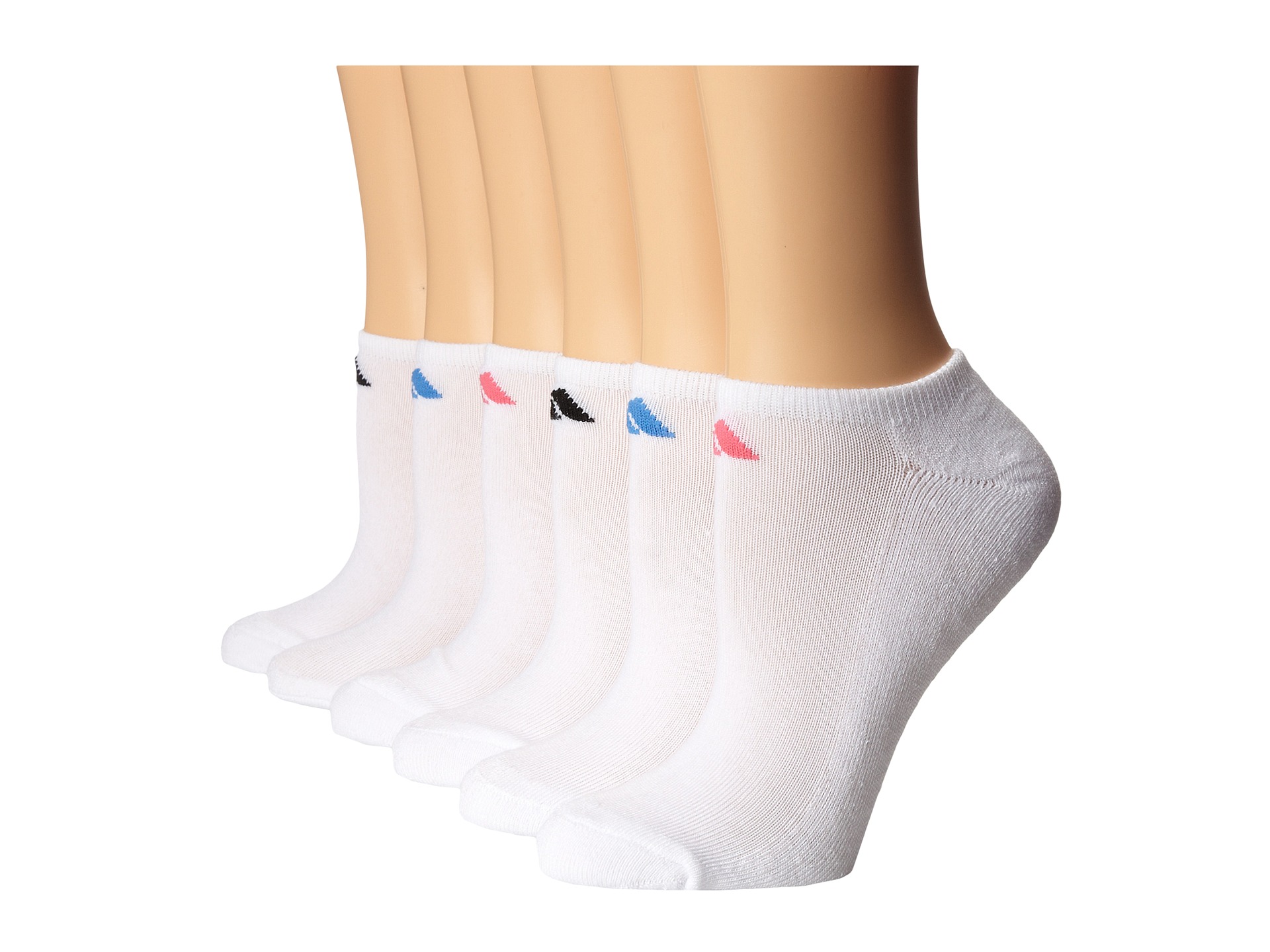 adidas Athletic 6 Pair No Show Socks White/Ultra Pink/White/Nu Blue/White/Black
