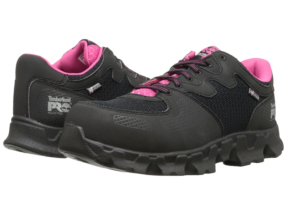 Timberland PRO - Powertrain Alloy Toe ESD (Black/Pink) Womens Work Boots