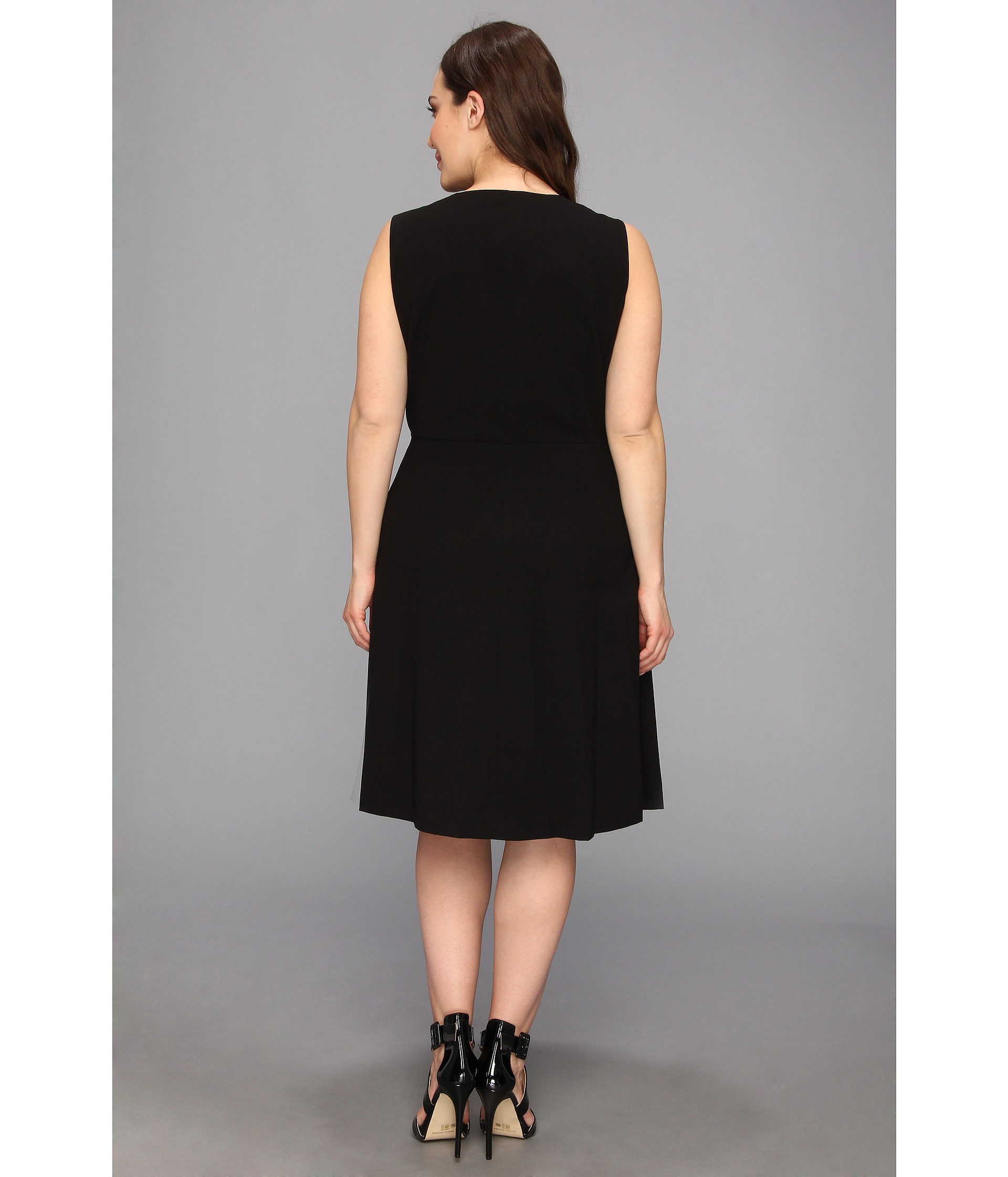 Calvin Klein Plus Plus Size Zip Flirt Fit Amp Flare Lux Stretch Dress Black