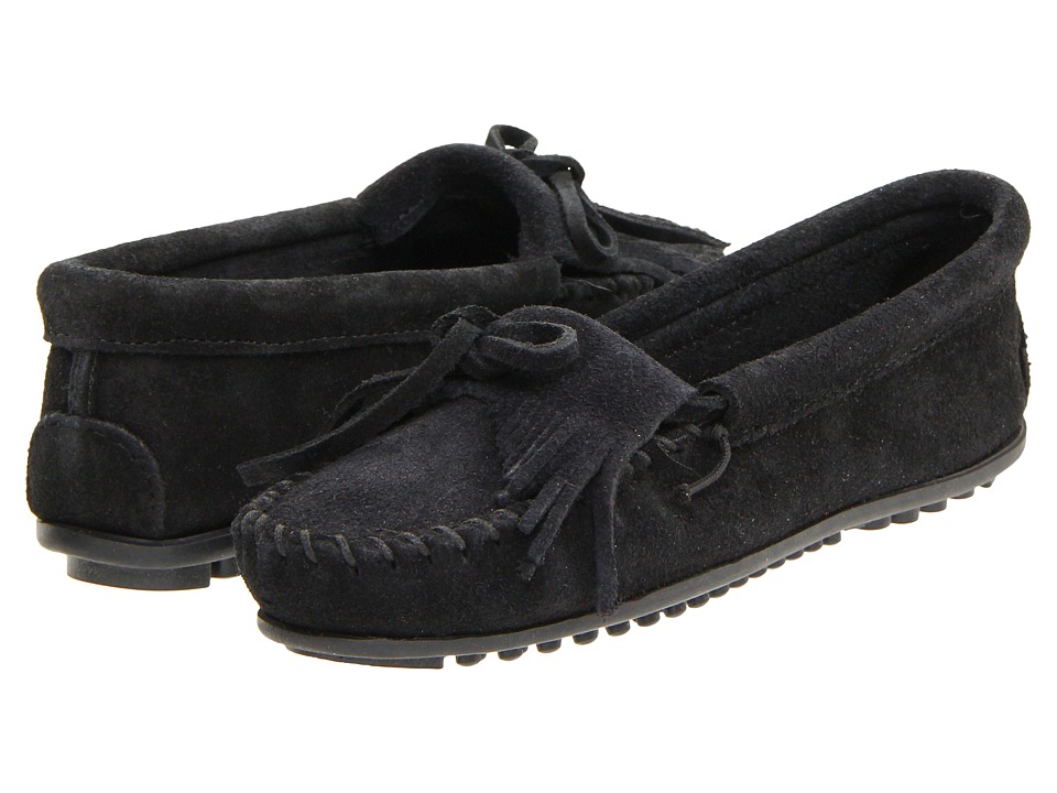 Minnetonka Kilty Suede Moc (Black Suede) Women's Moccasins