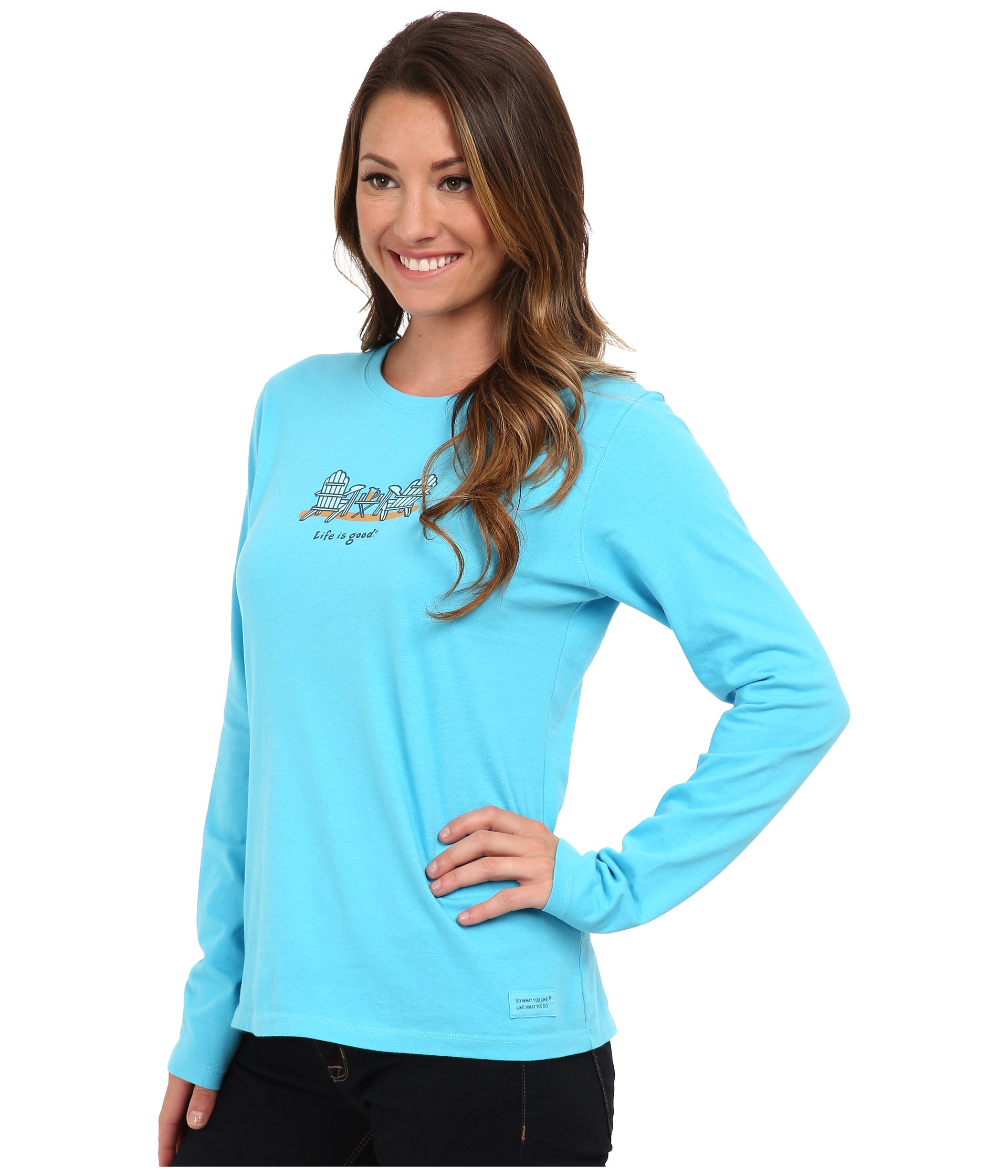 Life Is Good Beach Crusher Long Sleeve Summer Chairs Summer Turquoise