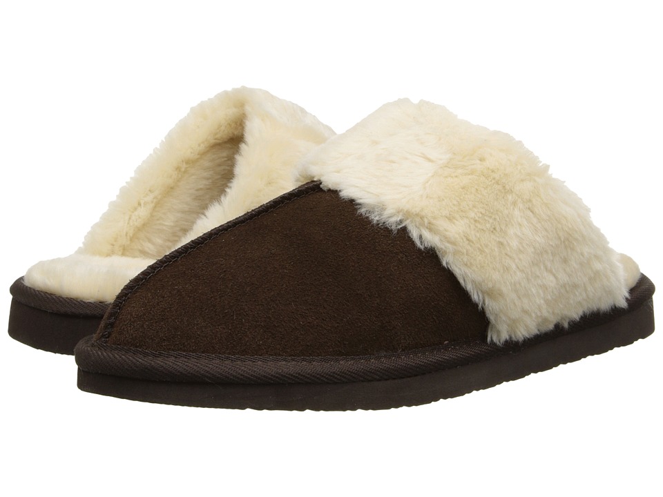 Minnetonka Chesney Scuff (Chocolate Suede) Women's Shoes