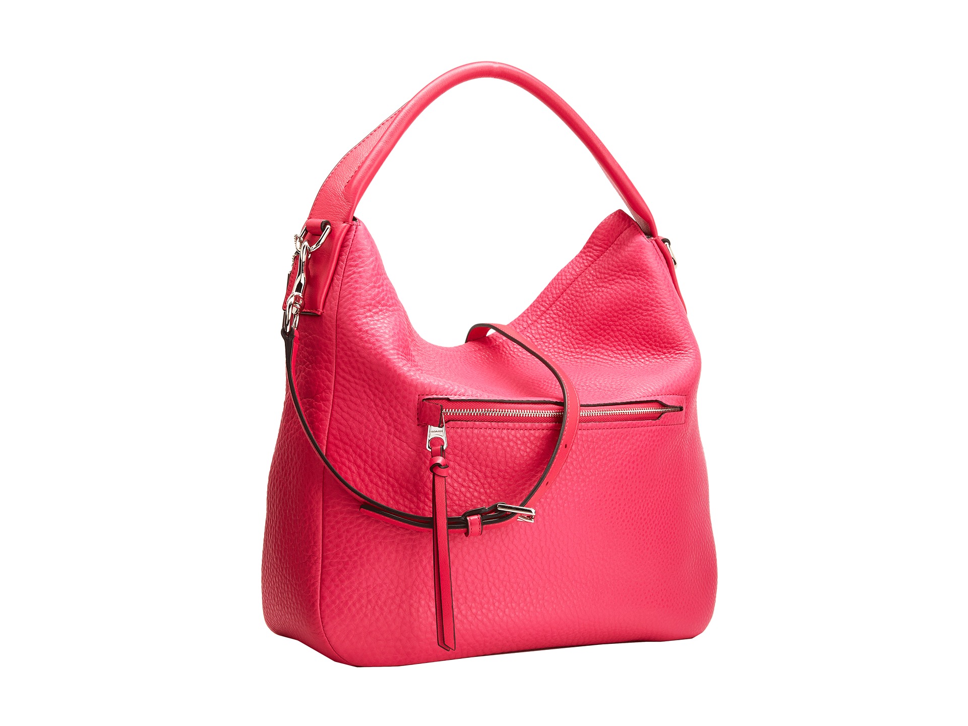 Coach Bleecker Pebbled Leather Sullivan Hobo Silver Pink Ruby | Shipped ...