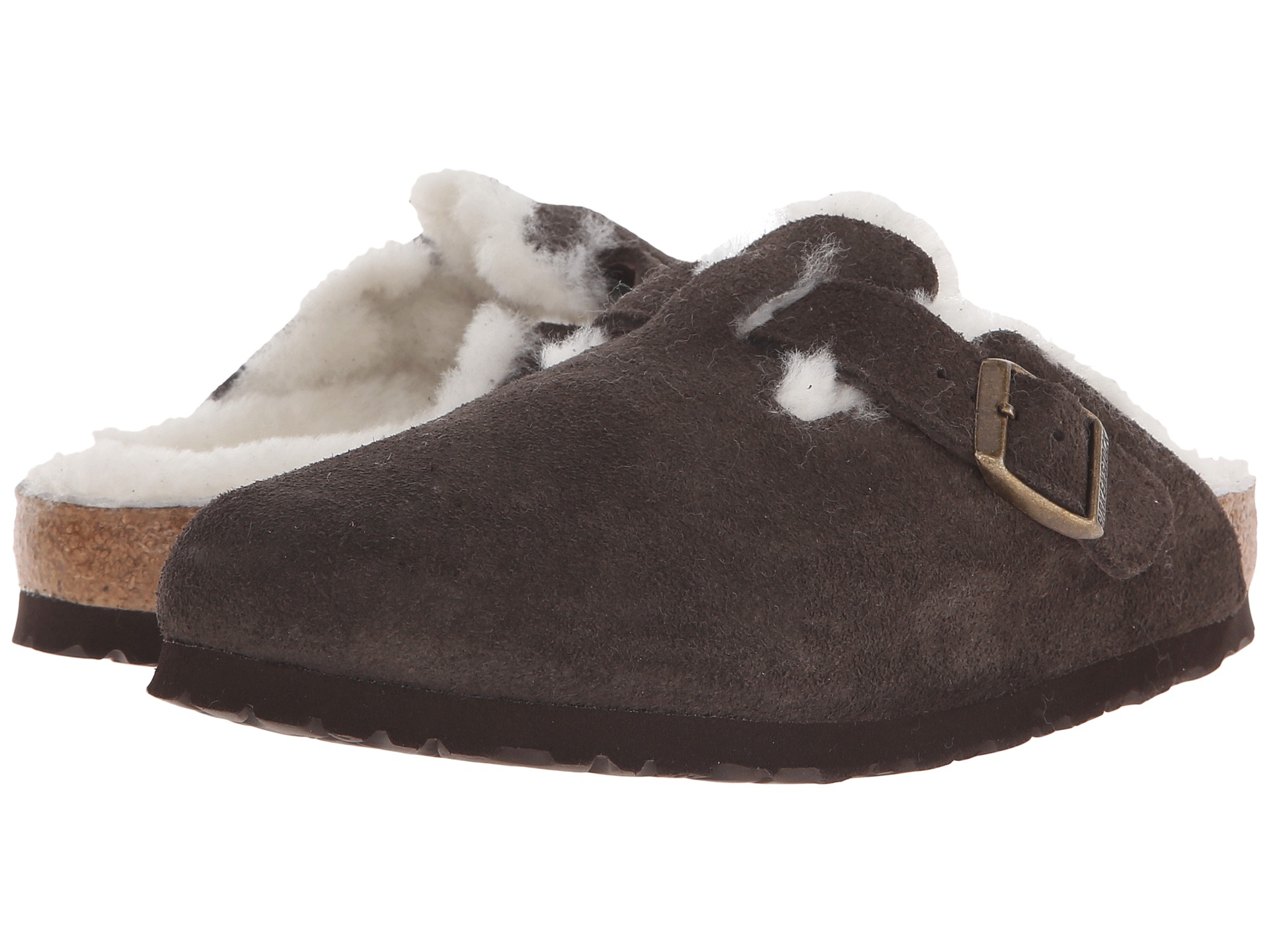 Birkenstock Boston Shearling Mocha Suede/Shearling - Zappos.com Free ...