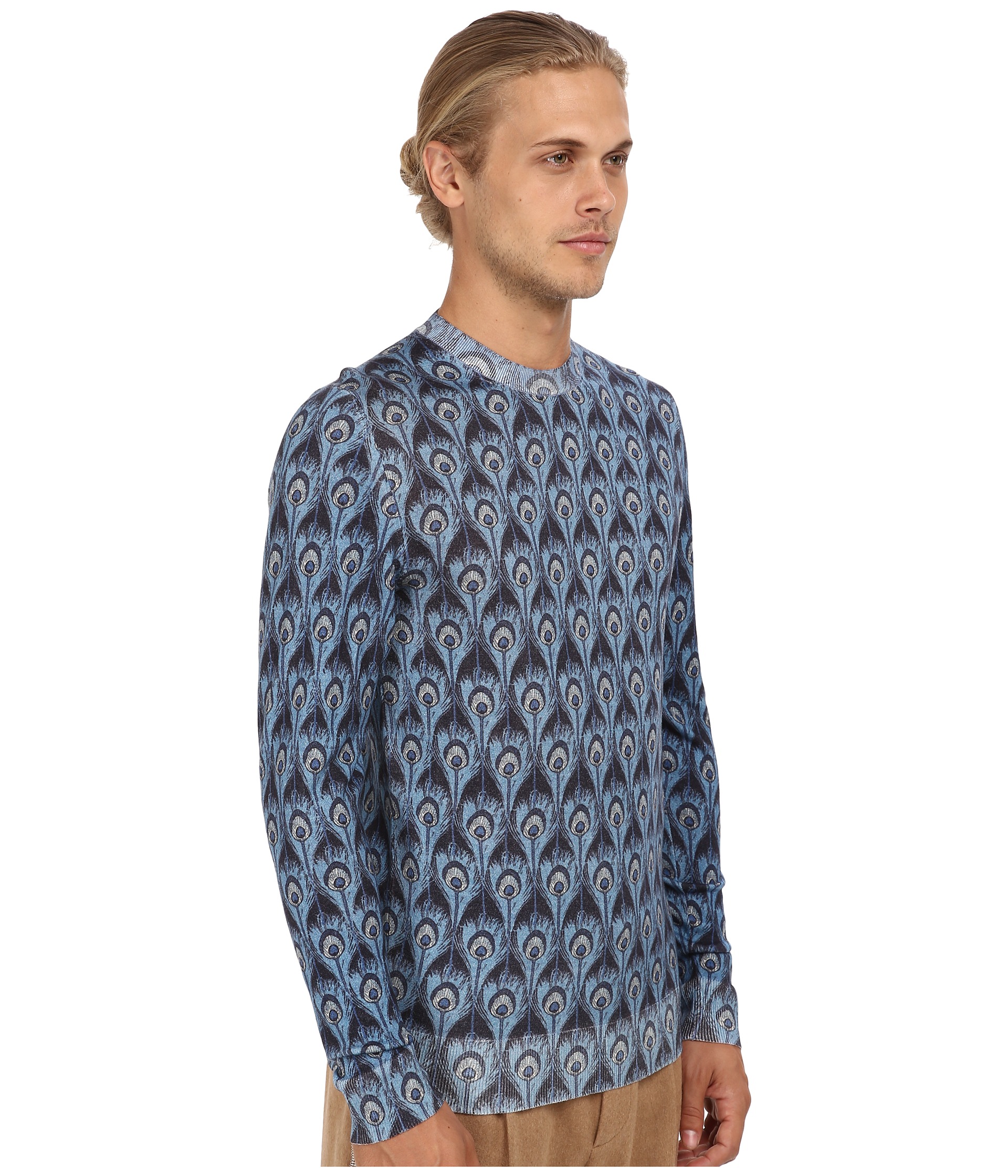 Marc Jacobs Peacock Print Crewneck Sweater Blue | Shipped Free at Zappos