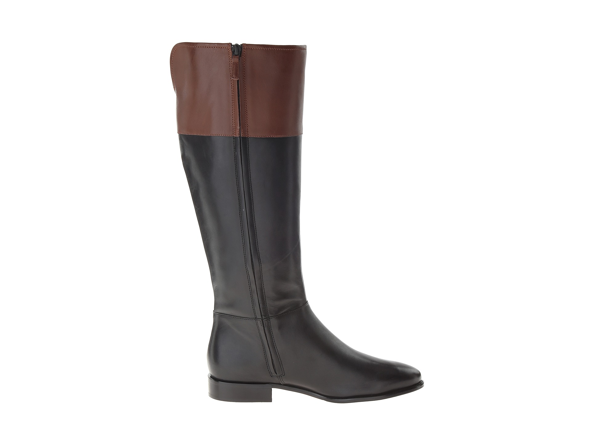 Cole Haan Primrose Riding Boot Extended Calf Black Harvest Brown ...