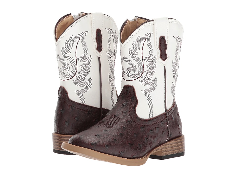 Roper Kids - Western Square Toe Boot (Toddler) (Brown/White) Cowboy Boots