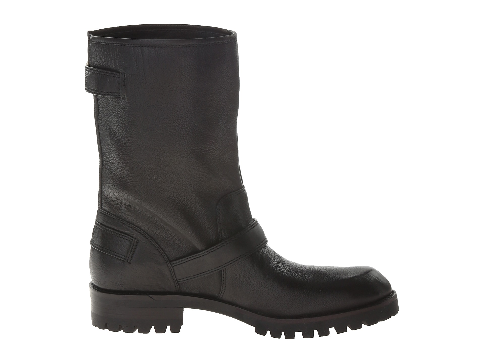 Pierre Balmain Leather Moto Boot With Buckles Black - Zappos.com Free ...