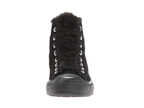 converse cosy club faux fur lined trainers in black