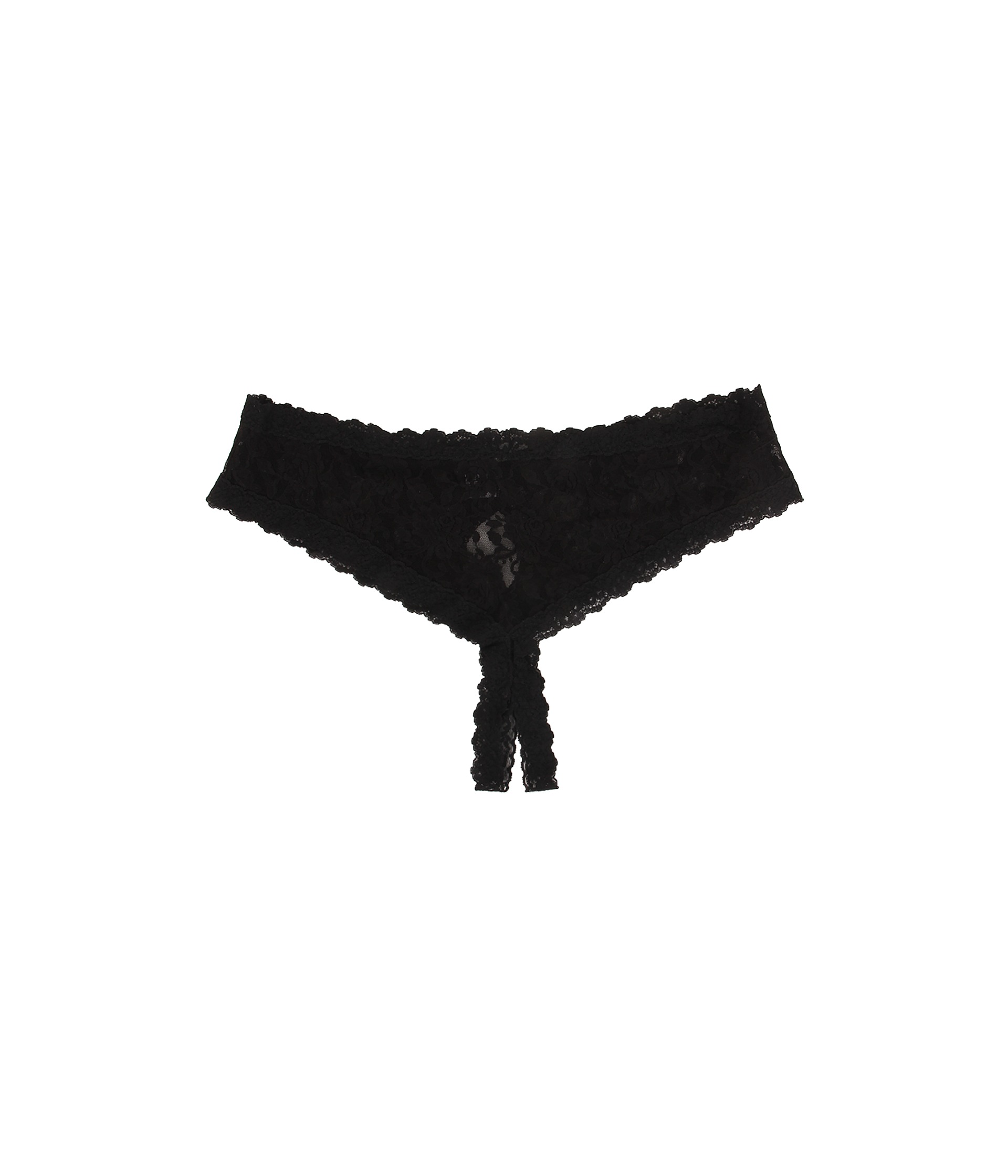 Hanky Panky Plus Size Signature Lace Crotchless Cheeky Hipster Black