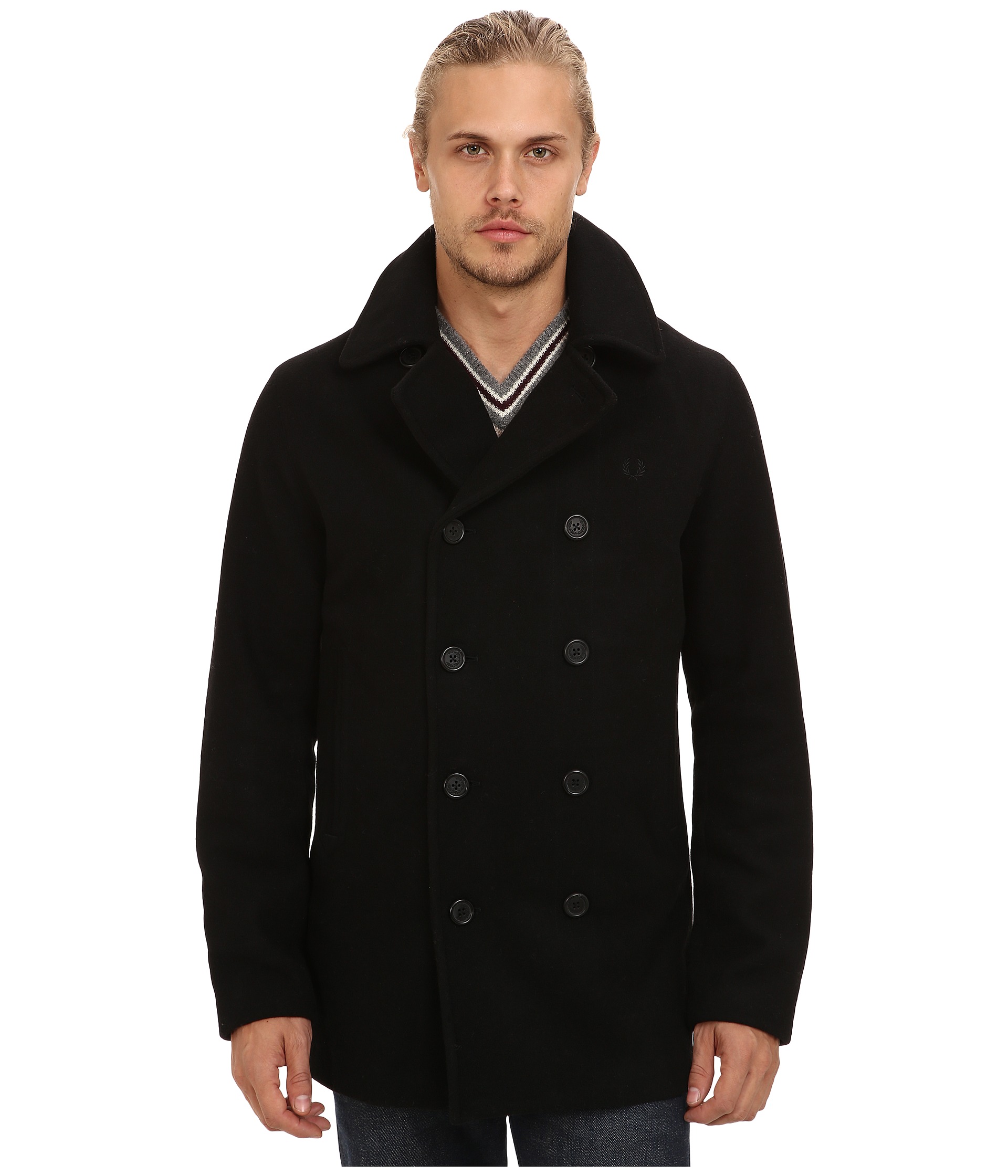 Fred Perry Wool Pea Coat, Clothing | Shipped Free at Zappos