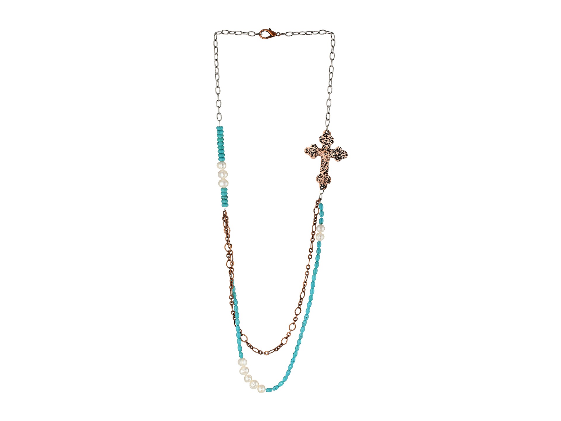 Gypsy Soule Antiqued Cross Necklace Copper Turquoise | Shipped Free at ...