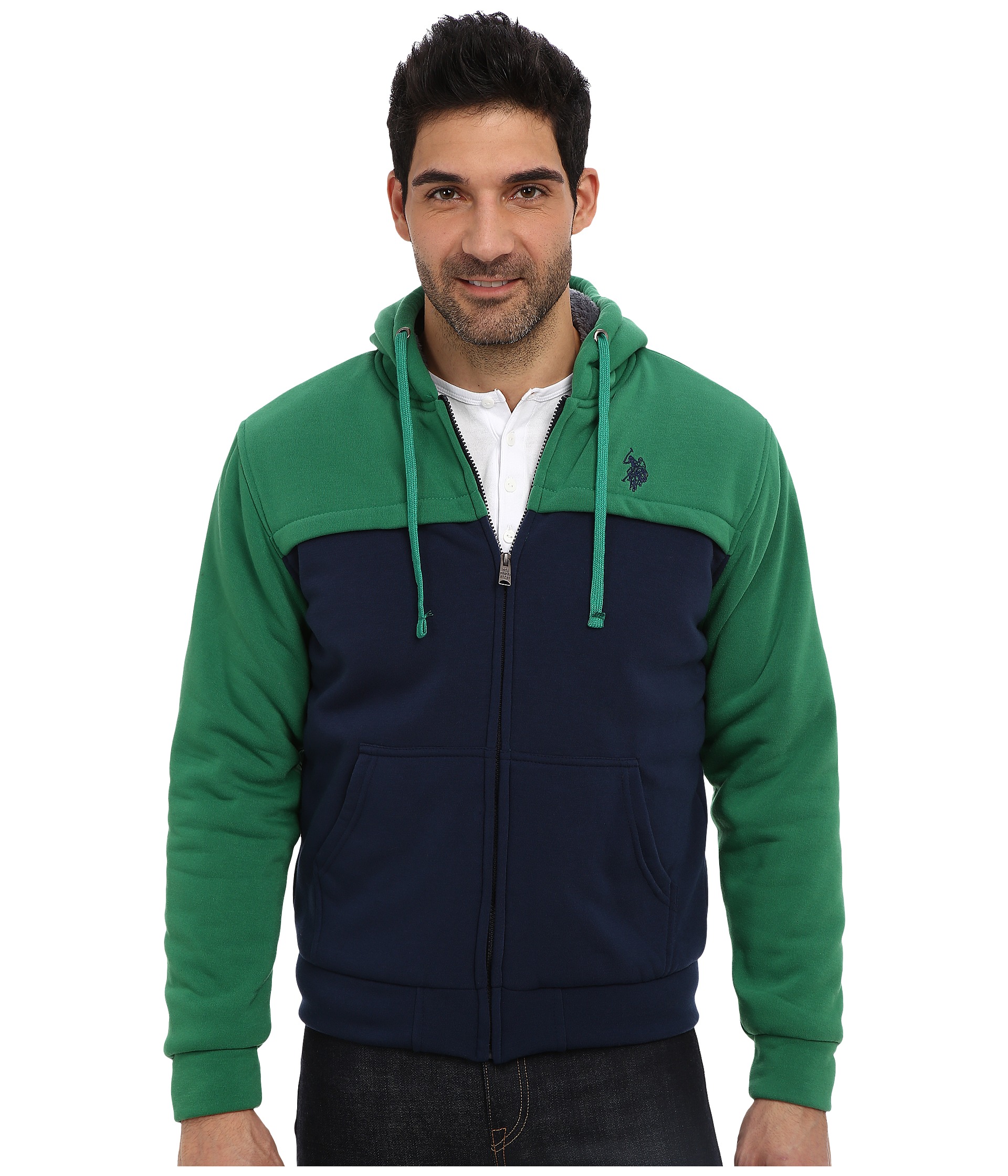 POLO ASSN. Sherpa Lined Color Block Full Zip Hoodie