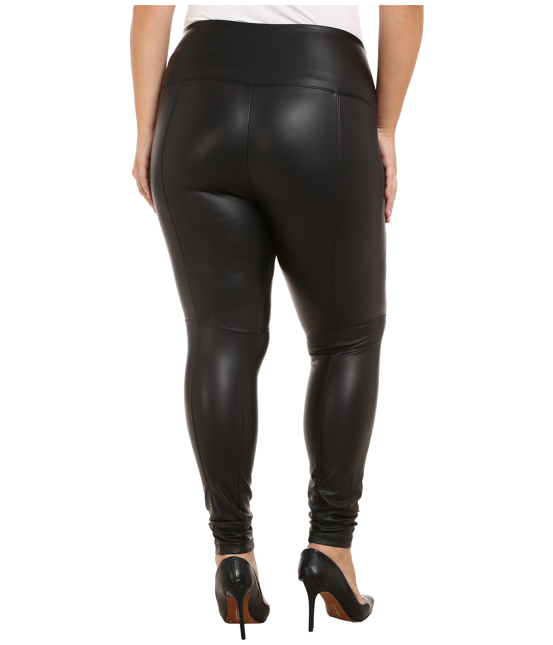 Plus Size Sporty Faux Leather Leggings Outfit - Alexa Webb
