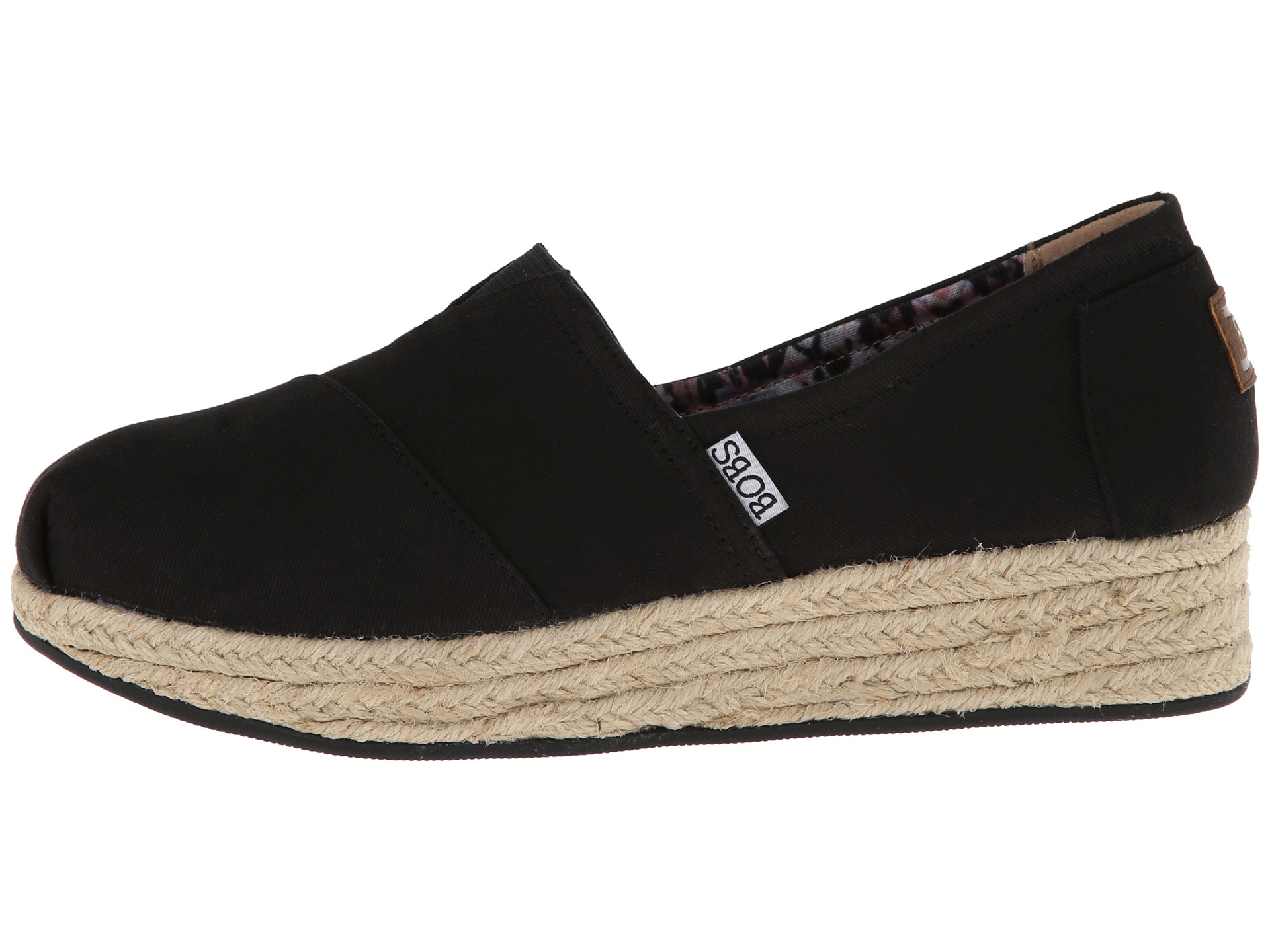 BOBS from SKECHERS Wedge Espadrille Memory Foam Black - Zappos.com Free ...