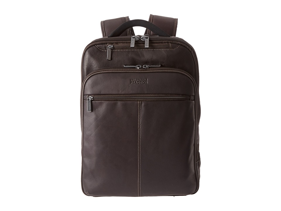 Kenneth Cole Reaction - Back-Stage Access Colombian Leather Computer Backpack (Brown) Backpack Bags