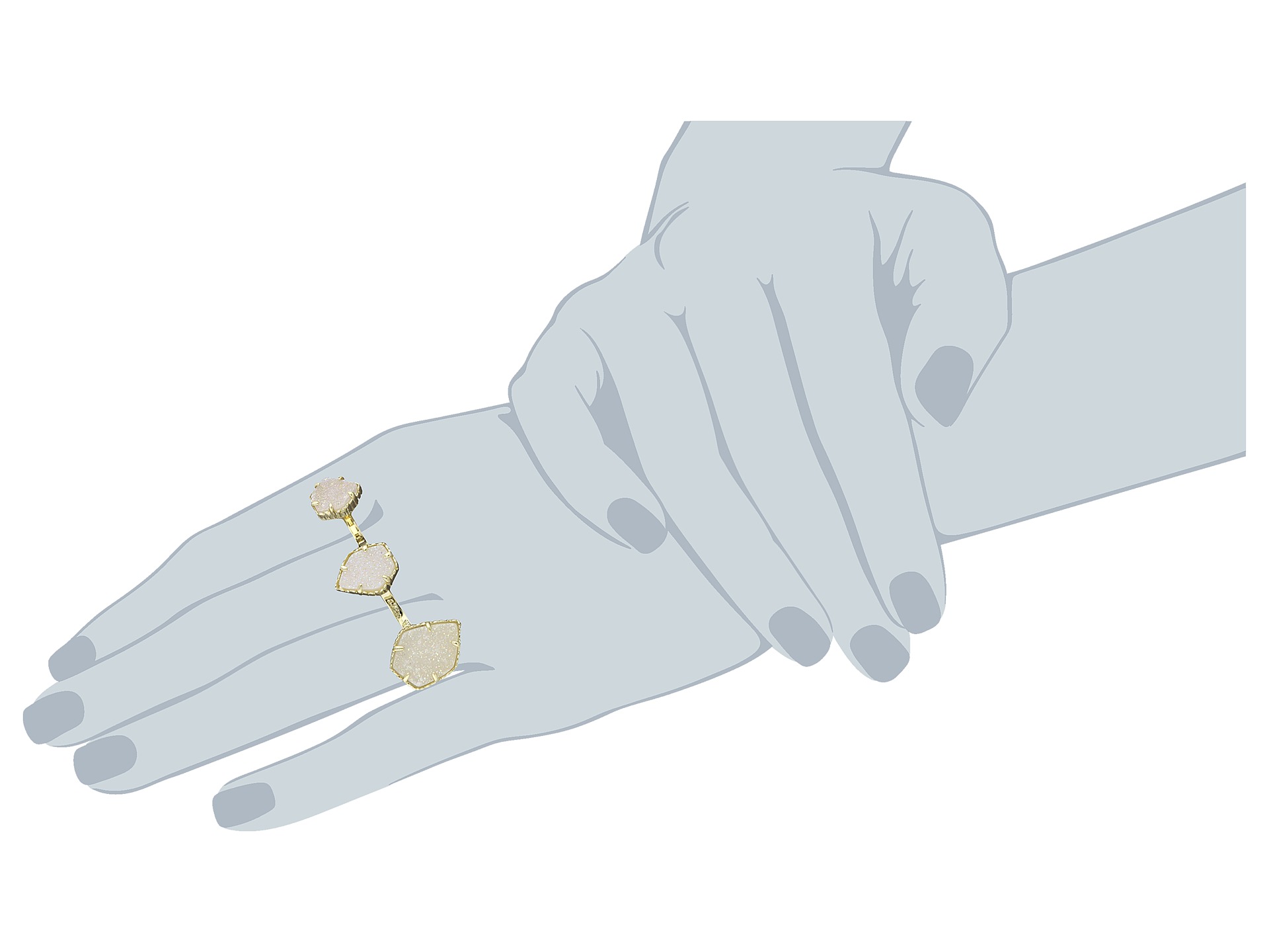 Kendra Scott Naomi Two Finger Ring Adjustable Gold/Iridescent Drusy