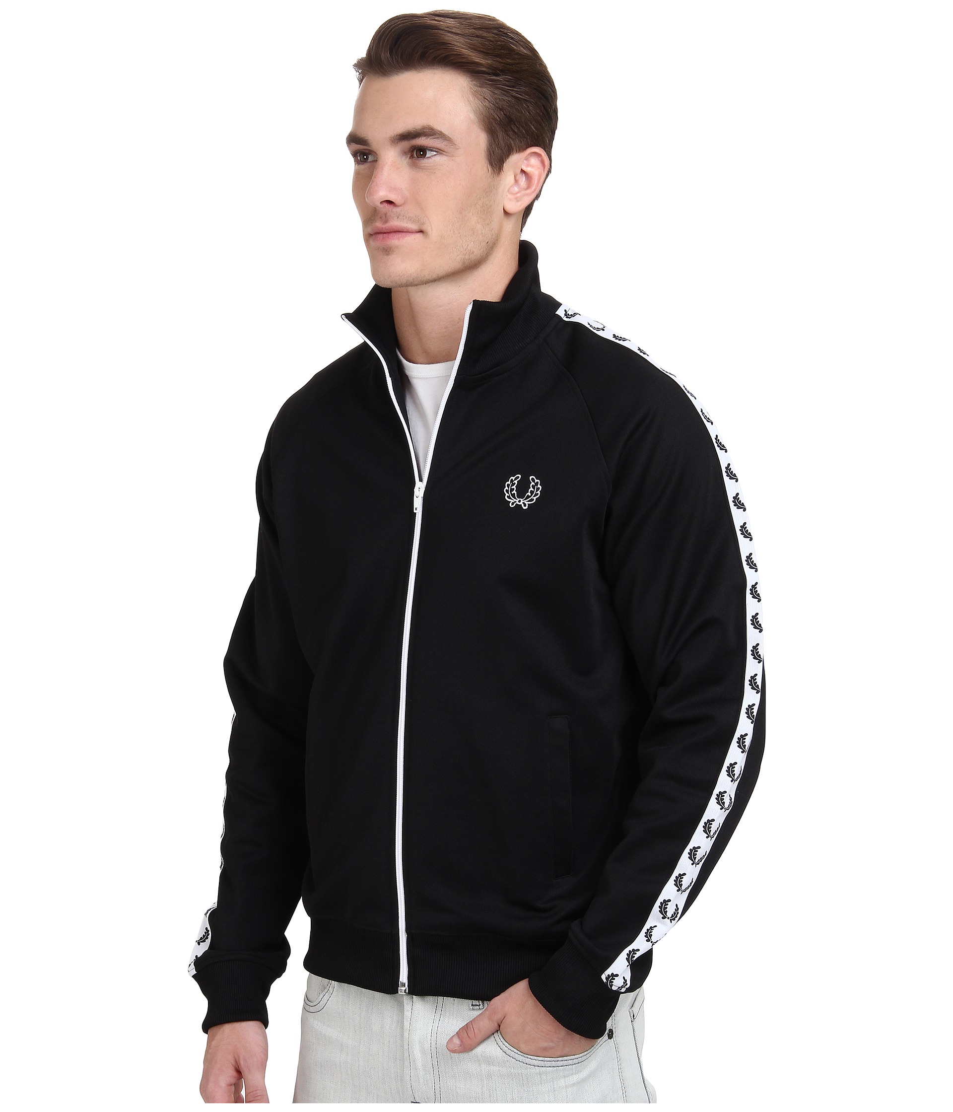 Fred Perry Laurel Taped Track Jacket Black - Zappos.com Free Shipping ...