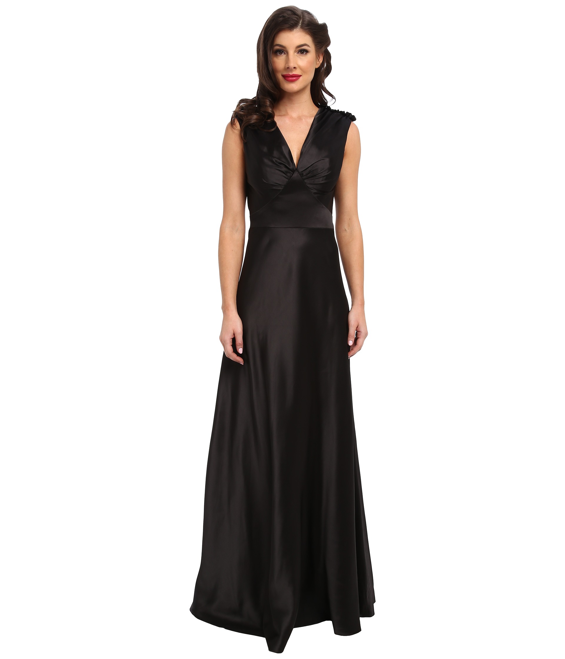Unique Vintage 1930s Style Satin Harlow Gown Black | Shipped Free at Zappos