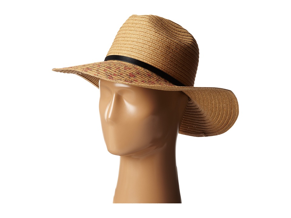 BCBGeneration - Floral Printed Fedora Floppy (Natural) Traditional Hats