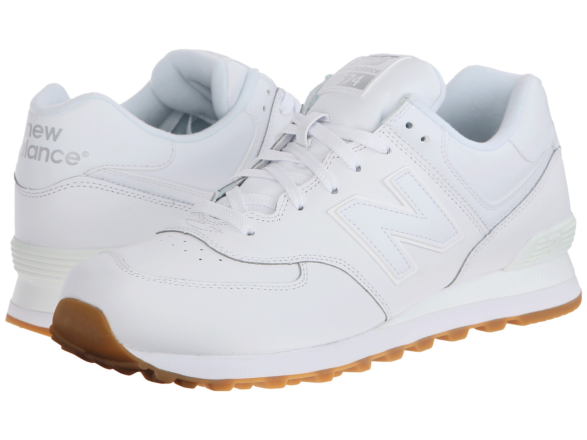 New Balance Classics 574 - Leather White - Zappos.com Free Shipping ...