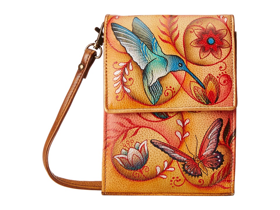 Anuschka Handbags - 412 Mini Sling Organizer (Flying Jewels Tan) Cross Body Handbags
