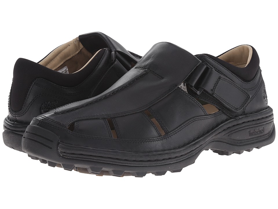 Timberland - Altamont Closed Toe/Closed Back Fisherman (Black Smooth) Mens  Shoes