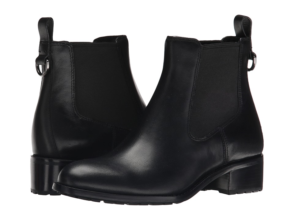 Cole Haan Newburg Waterproof Bootie (Black Leather) Women's Pull-on Boots