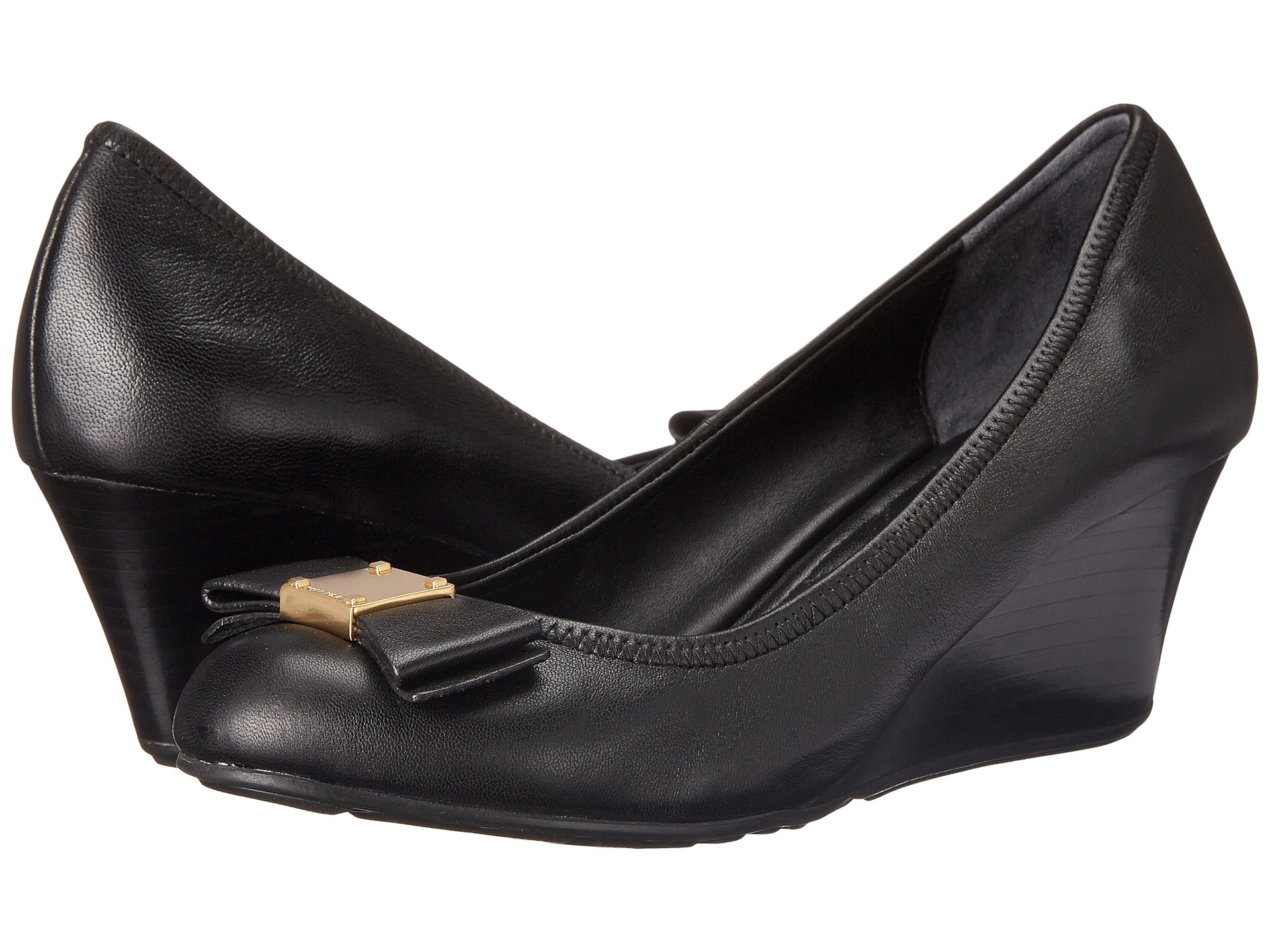 Cole Haan Tali Grand Bow Wedge 65 Black - Zappos.com Free Shipping BOTH ...