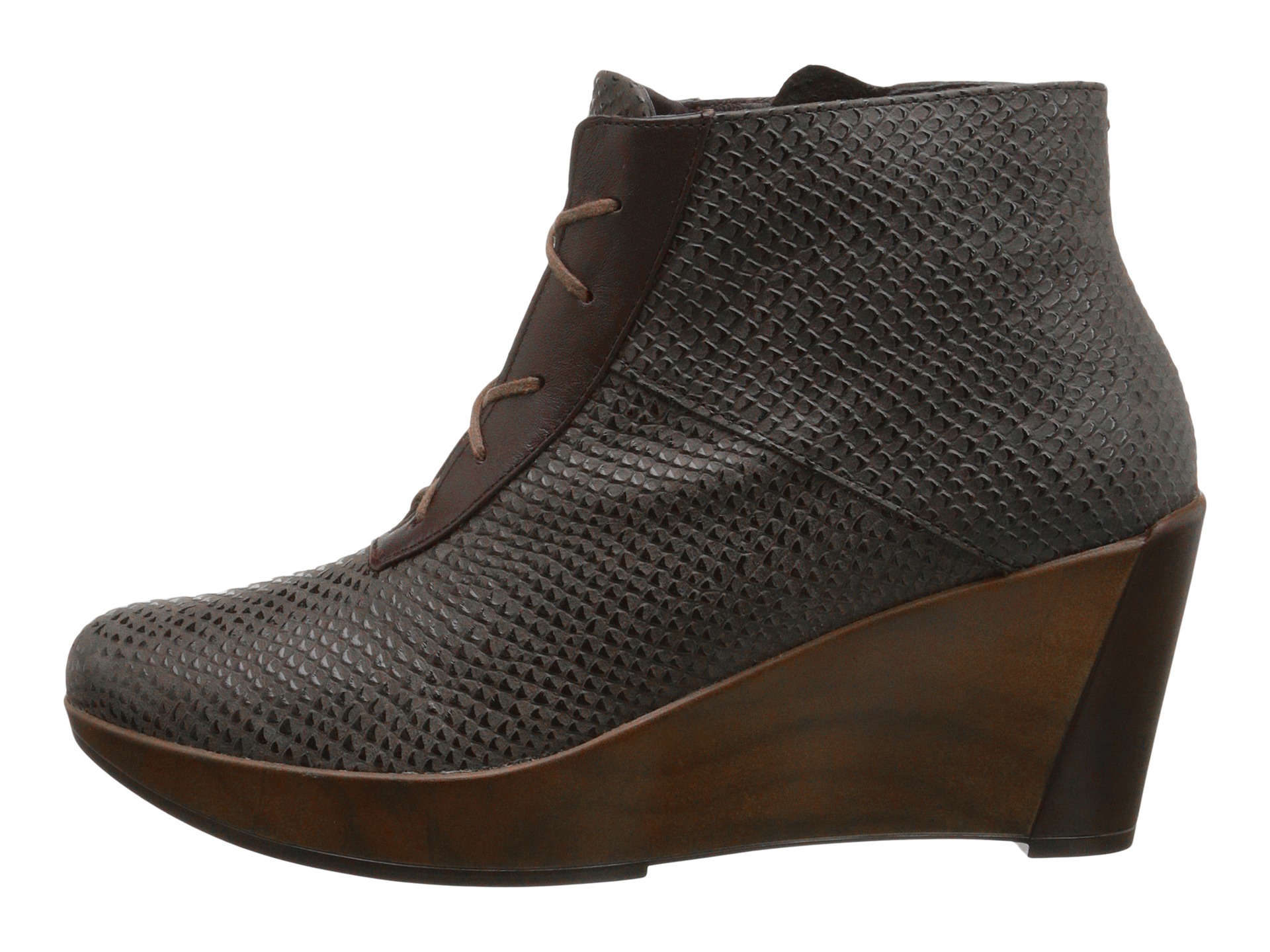 Naot Footwear Nadine Brown Croc Leather/French Roast Leather - Zappos ...