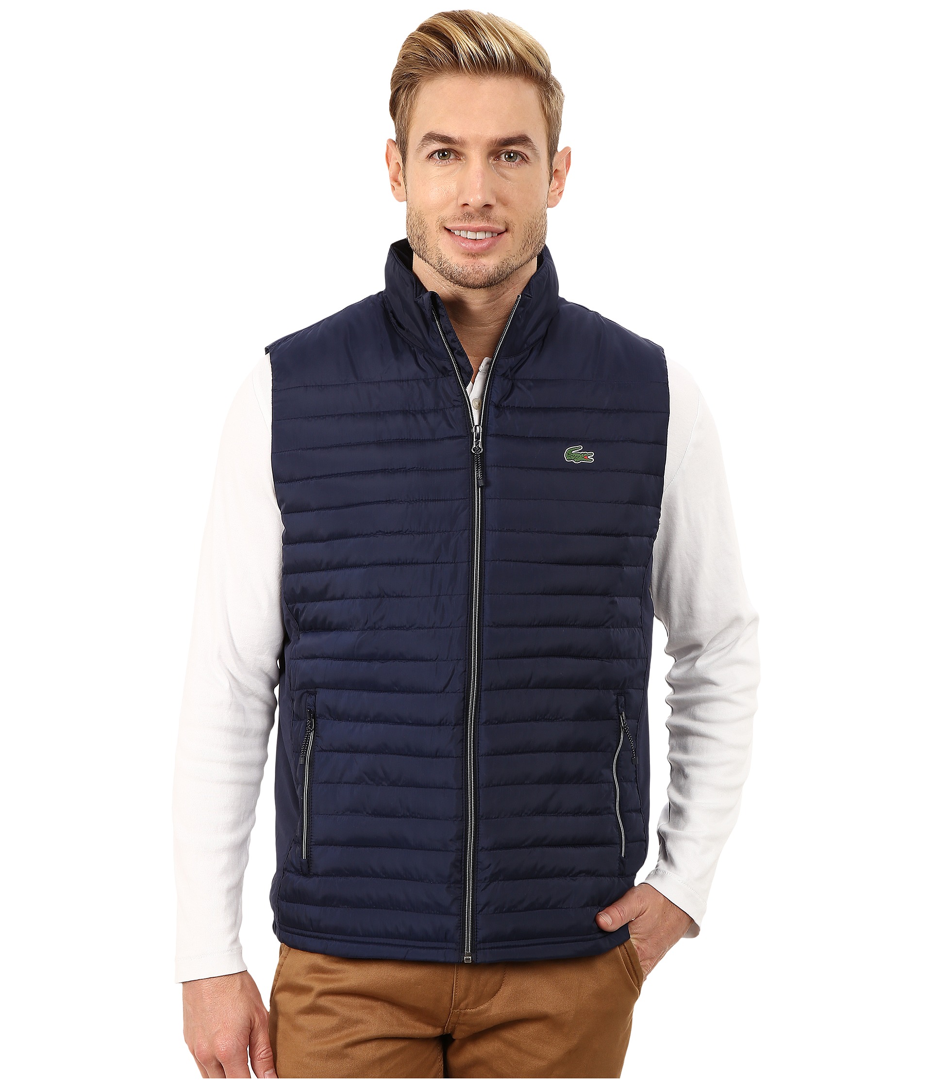 NWT Lacoste Sport Insulated Lightweight Golf Quilted Vest- Navy Blue XL ...