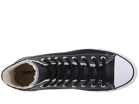 black leather shearling converse