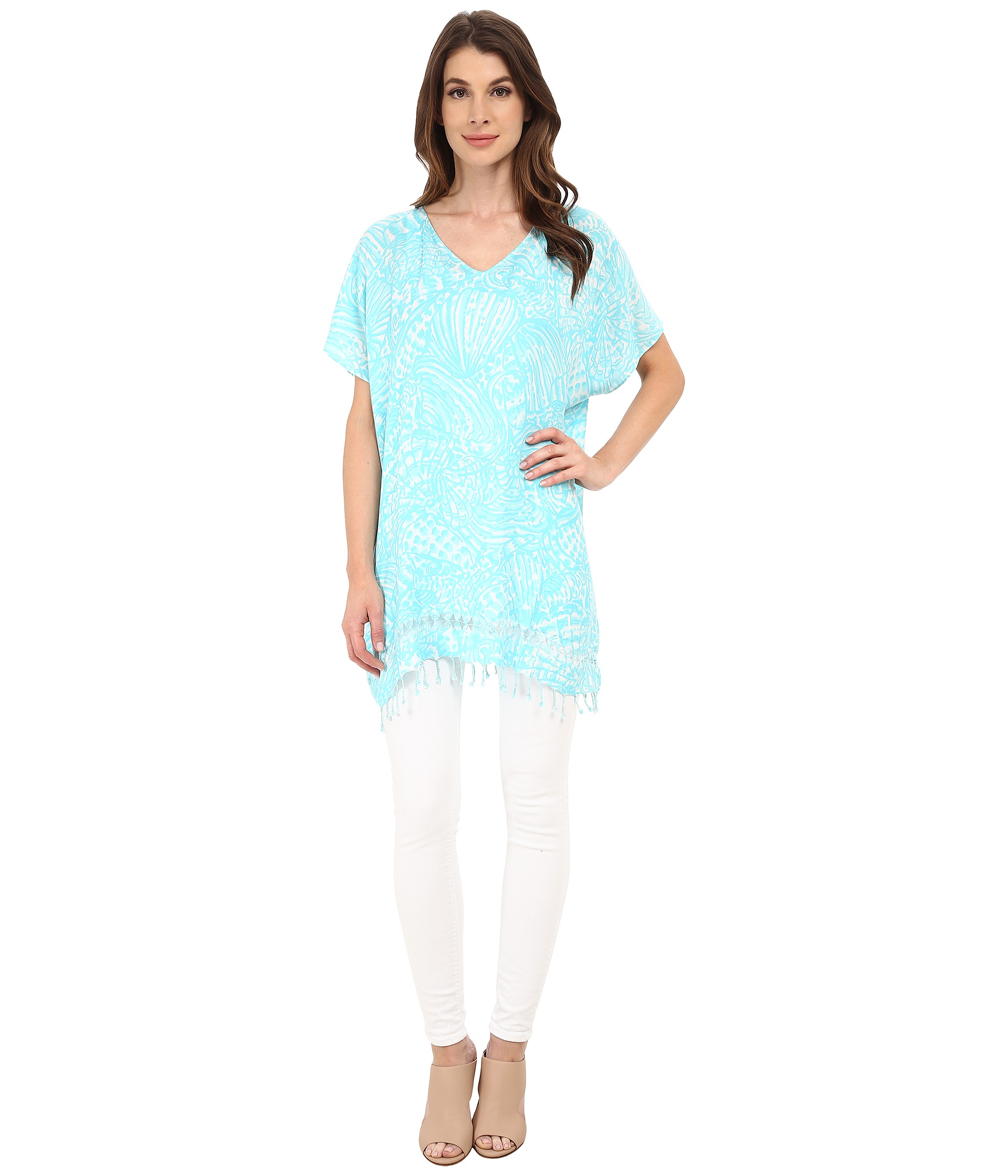 Lilly Pulitzer Avette Caftan Shorely Blue | Shipped Free at Zappos
