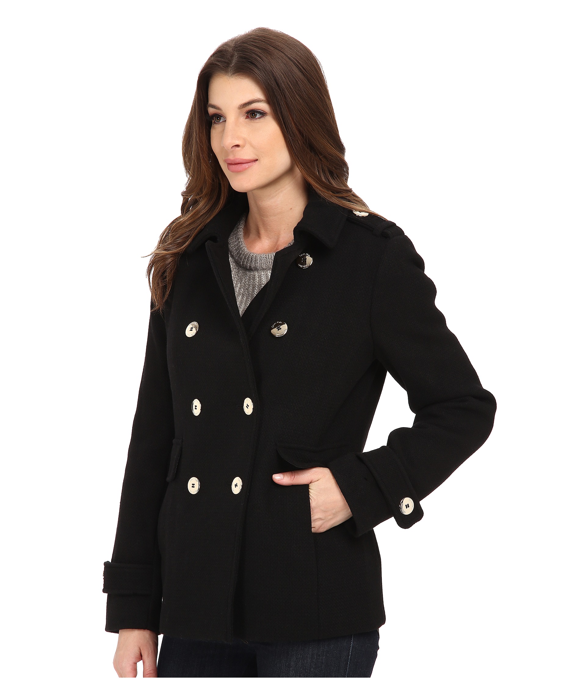 Calvin Klein Double Breasted Wool Coat at Zappos.com