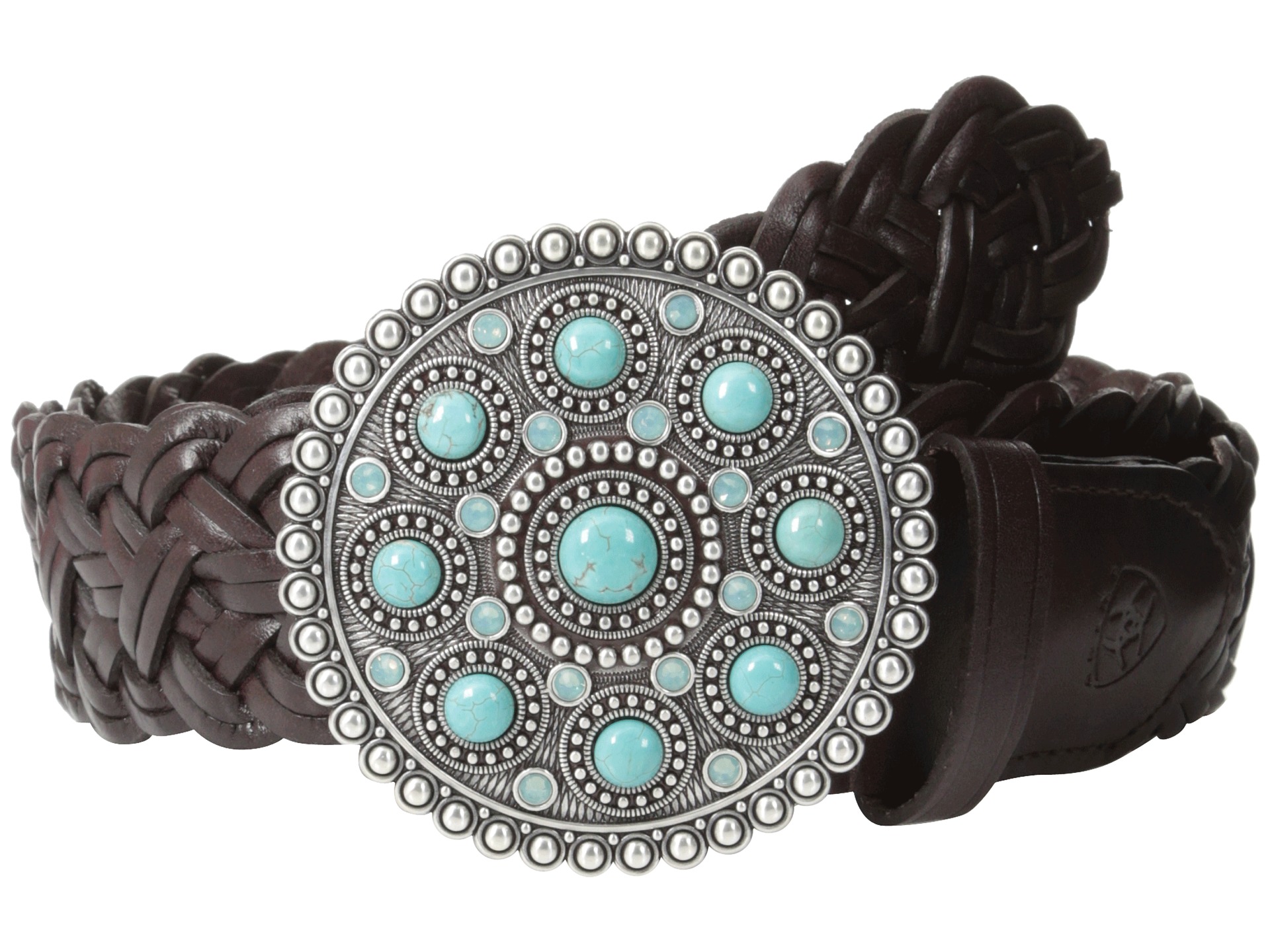 Ariat Turquoise Concho Buckle Braided Belt