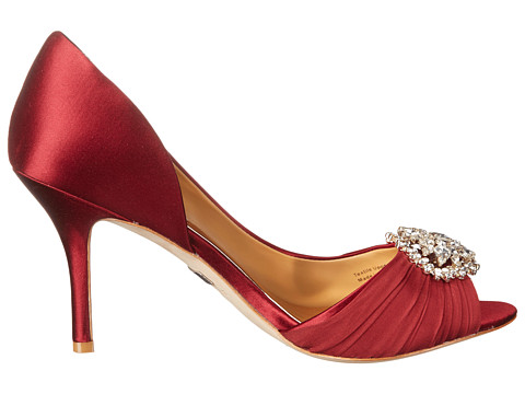badgley mischka red satin shoes