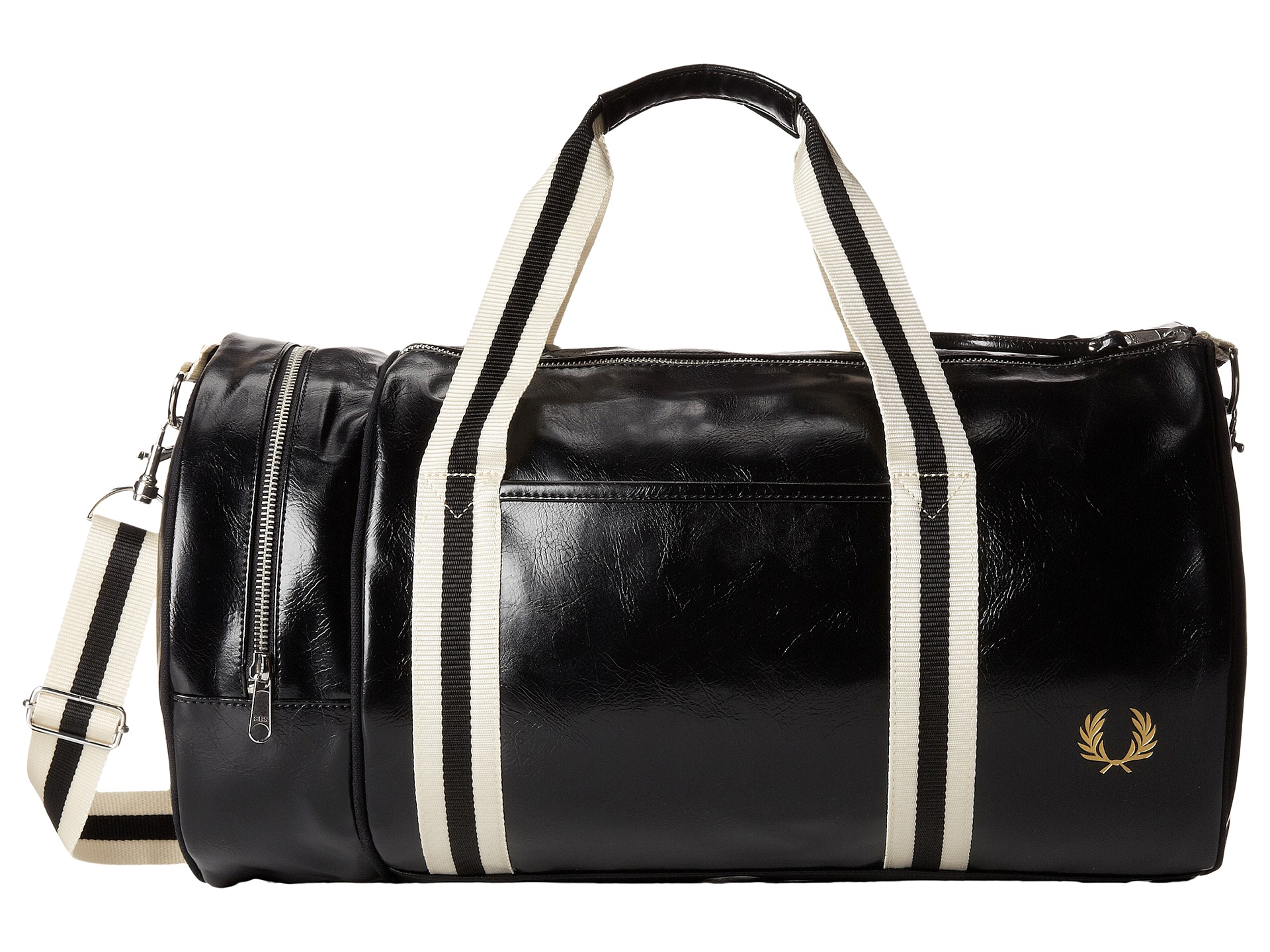Fred Perry Classic Barrel Bag Black/Gold - Zappos.com Free Shipping ...