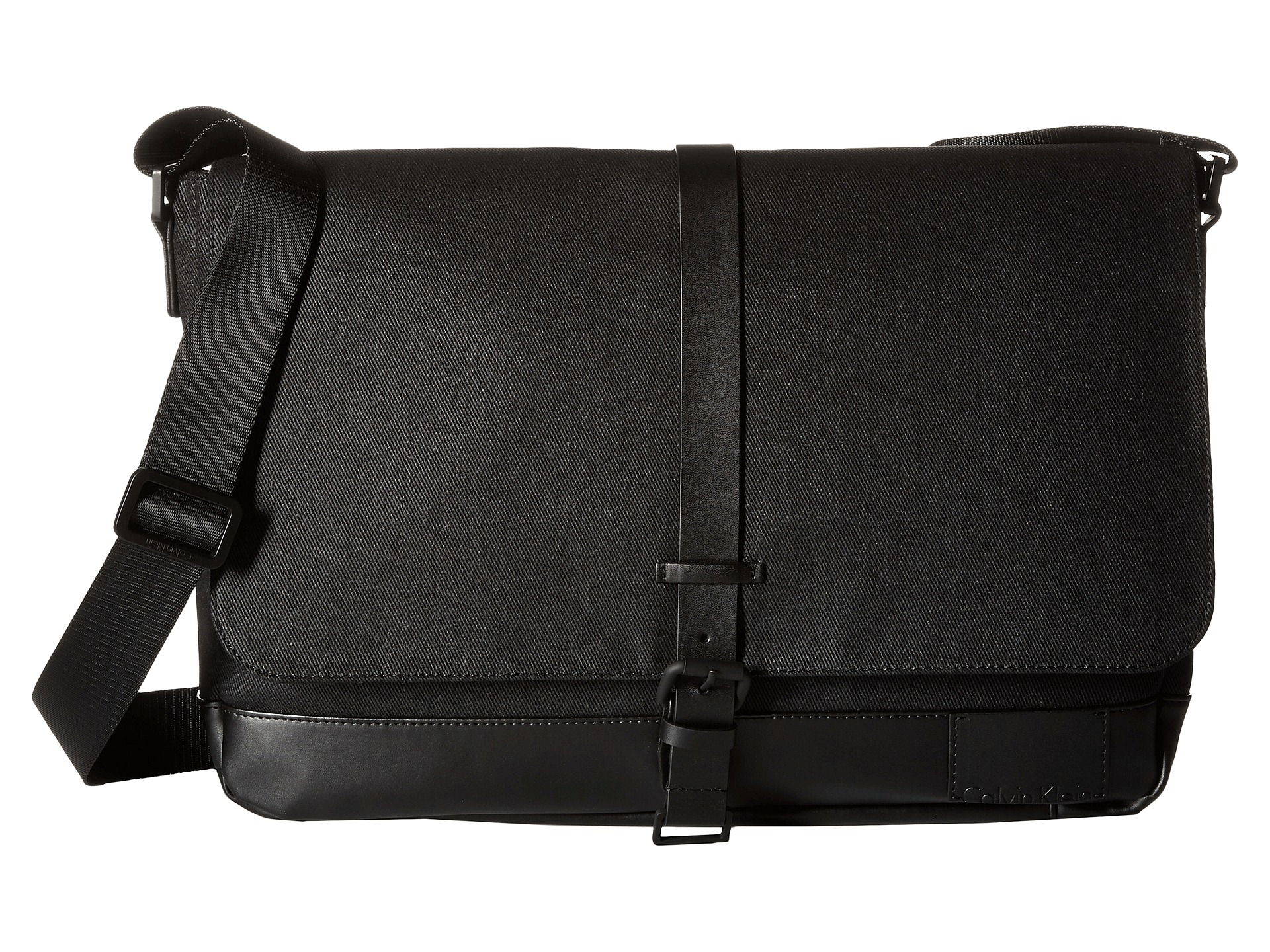 Calvin Klein Coated Canvas Messenger Bag Black - Zappos.com Free ...
