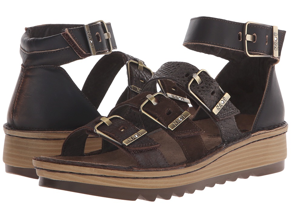 Naot Begonia (Mine Brown/Hash Suede/Brown Croc Leather/Volcanic Brown Leather) Sandals
