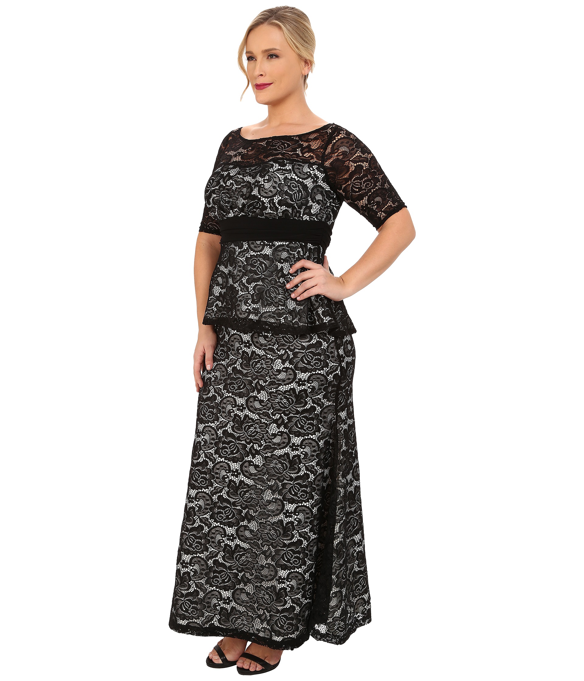 peplum gown with lace