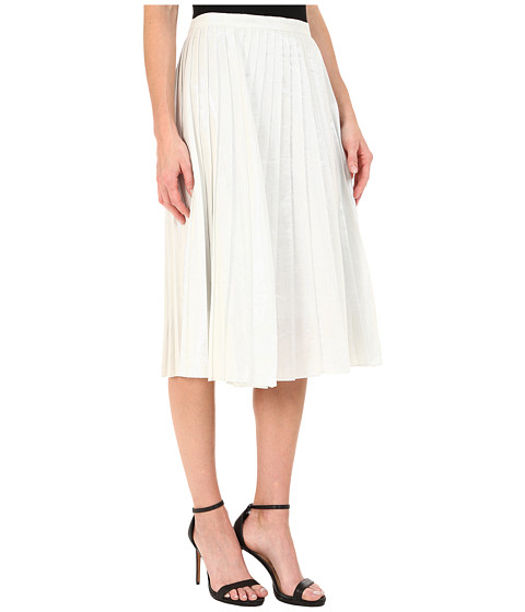 DKNYC Liquid Lame Pleated Skirt White - 6pm.com