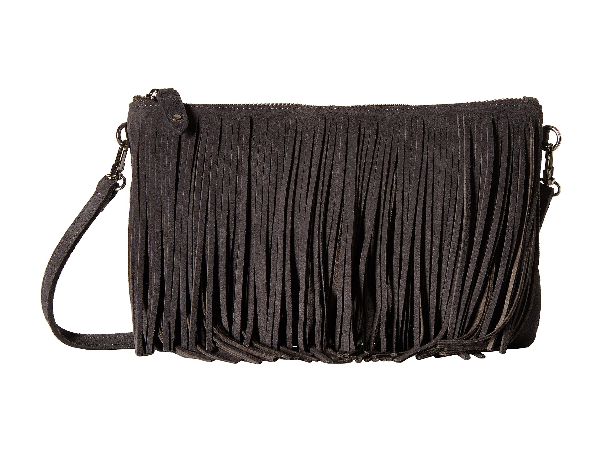 Mighty Purse Fringe X Body Bag Black Suede Leather