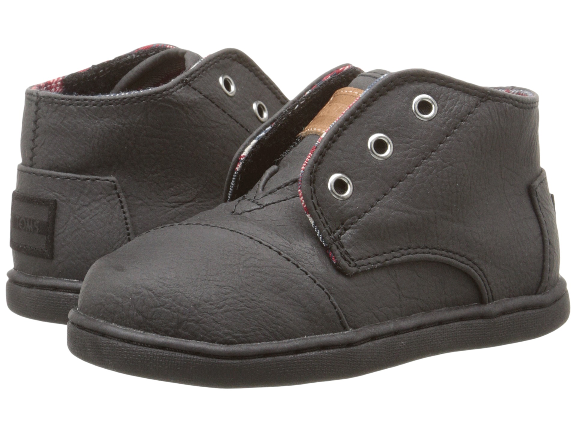 TOMS Kids Paseo Mid (Infant/Toddler/Little Kid) Black Synthetic Leather ...