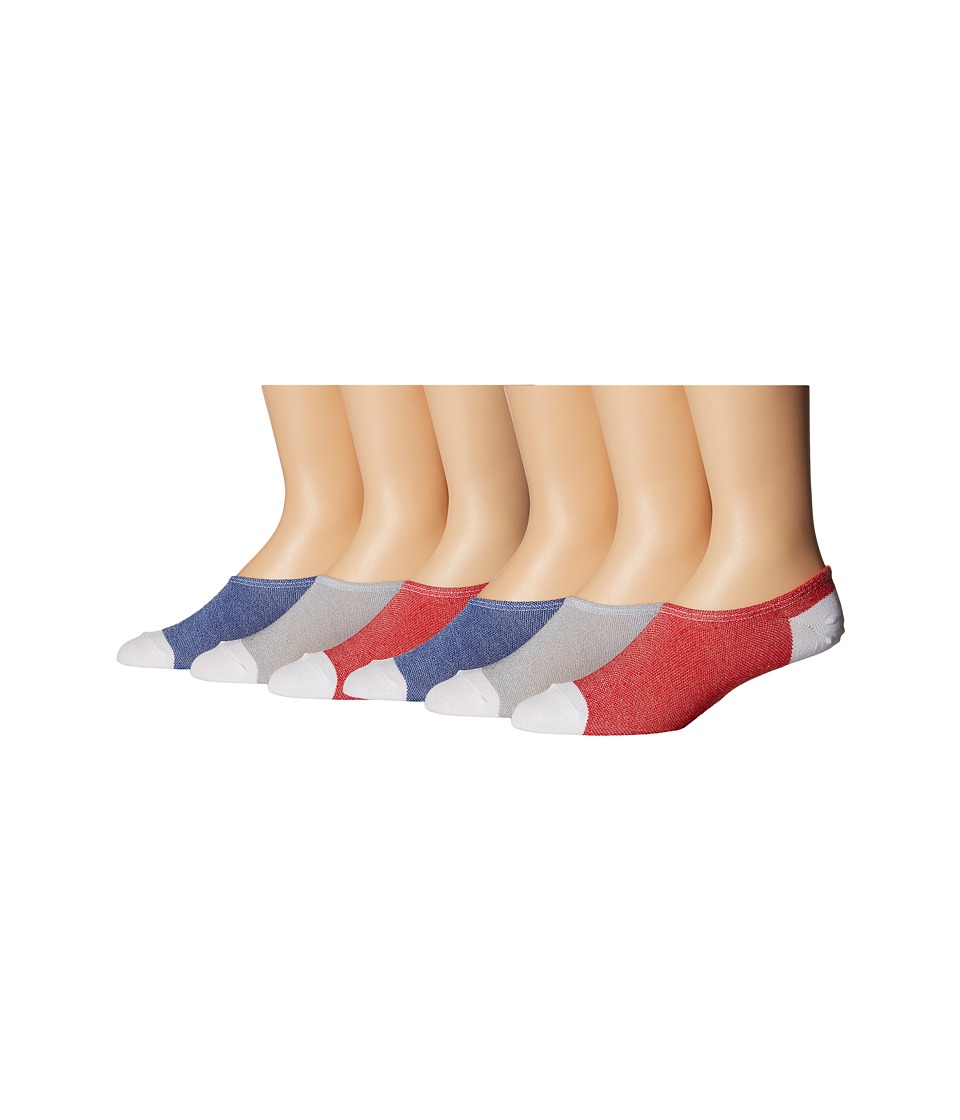 Converse - 6-Pack Made for Chucks All Over Mesh (Red/Grey/Blue) Mens No Show Socks Shoes