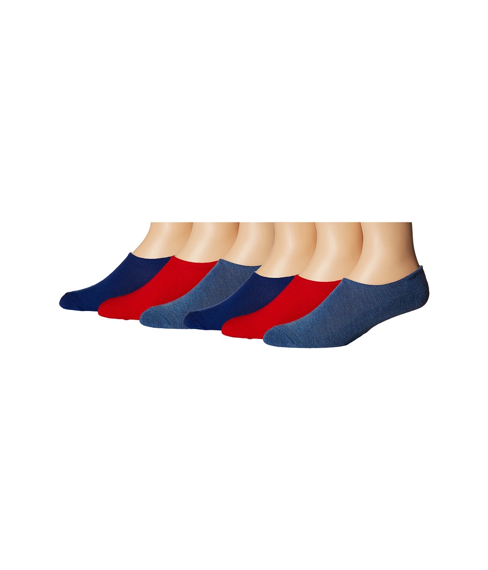 Converse - 6-Pack Made for Chucks Bold Logo (Red/Blue/Denim) Mens No Show Socks Shoes